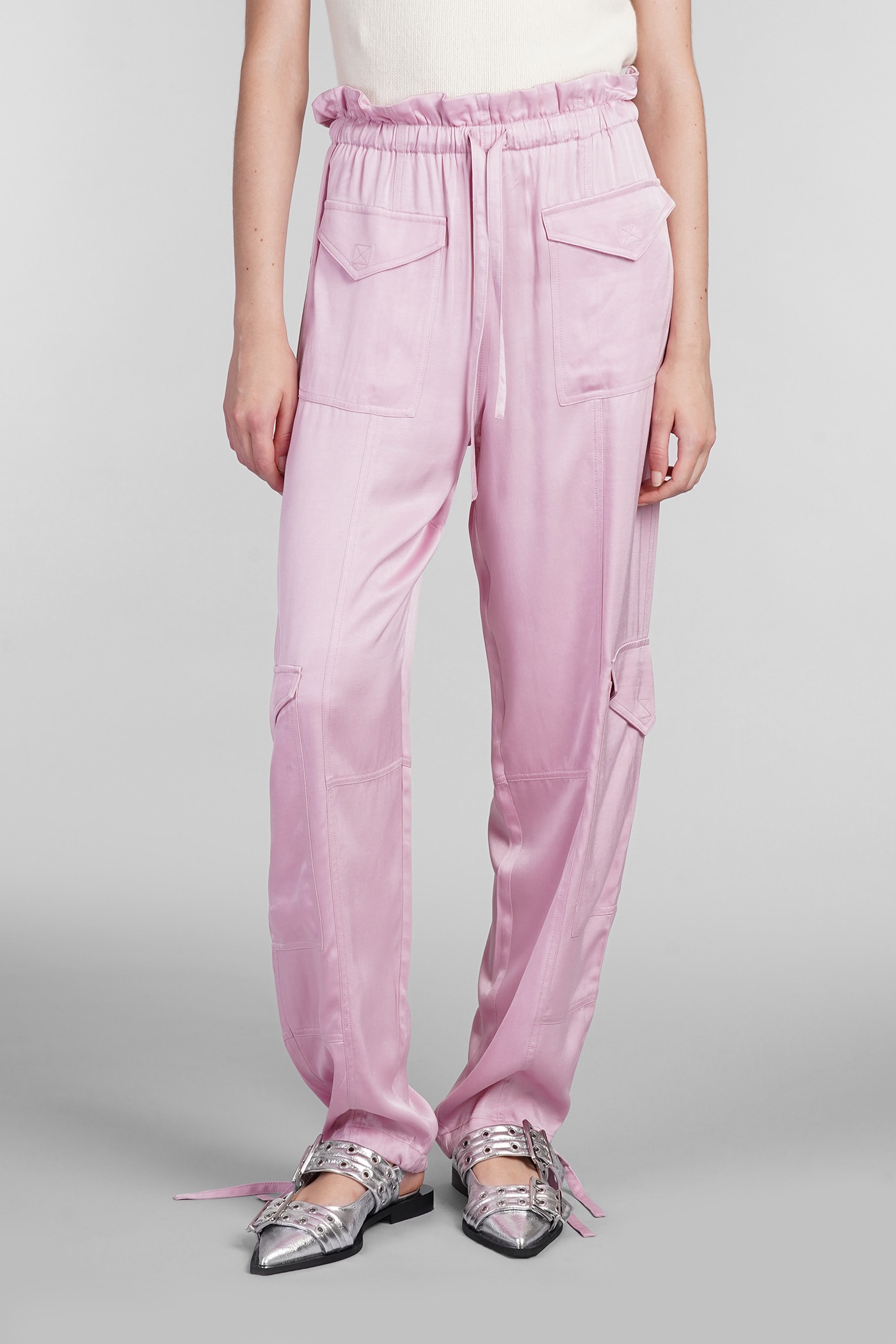 Shop Ganni Pants In Rose-pink Viscose