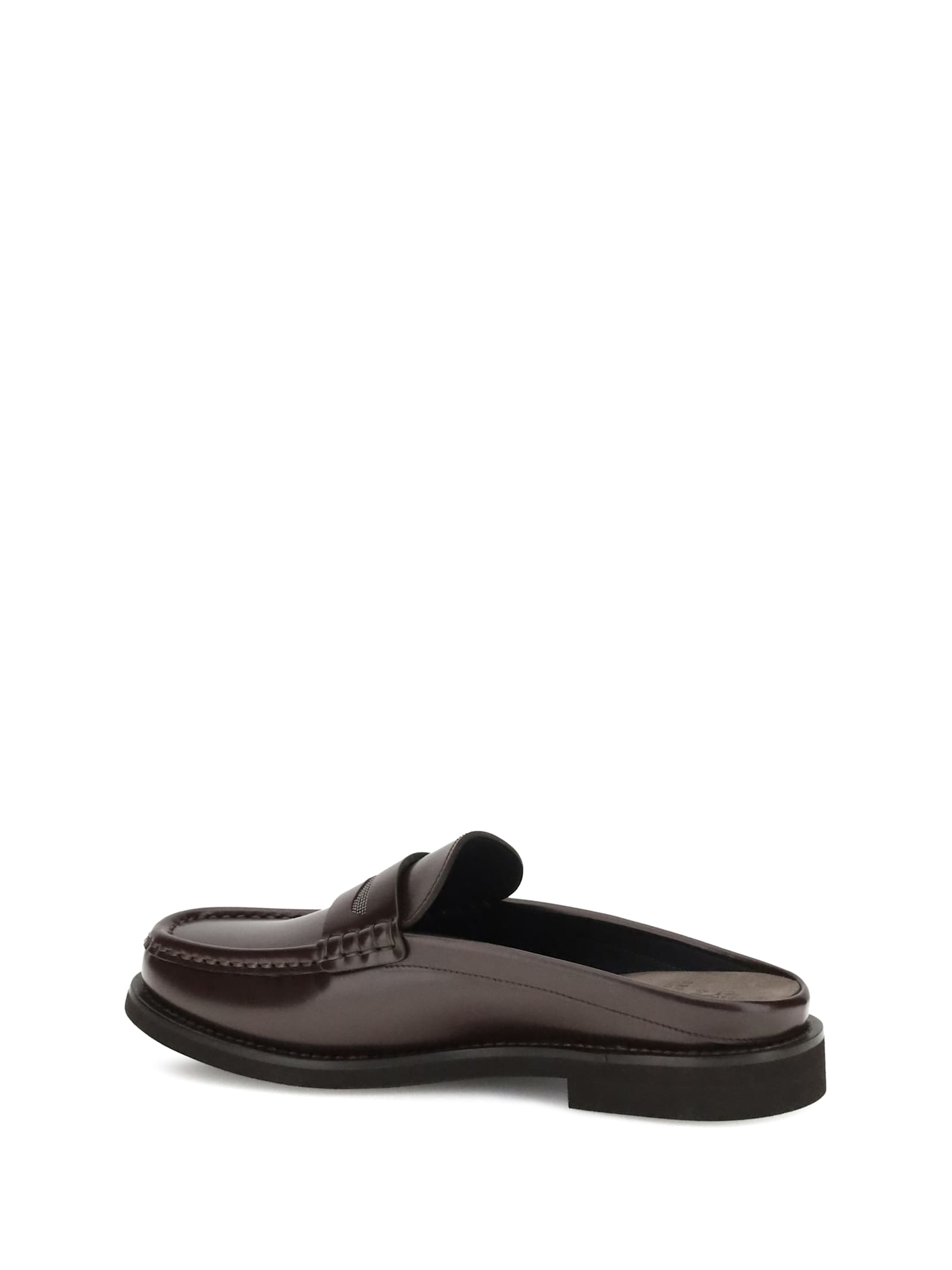 Brunello Cucinelli Refined Leather Loafers With Shiny Jewels In Black