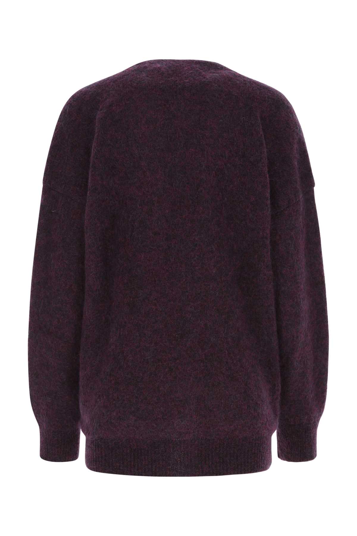 Shop Alessandra Rich Melange Purple Stretch Mohair Blend Oversize Cardigan In 8043