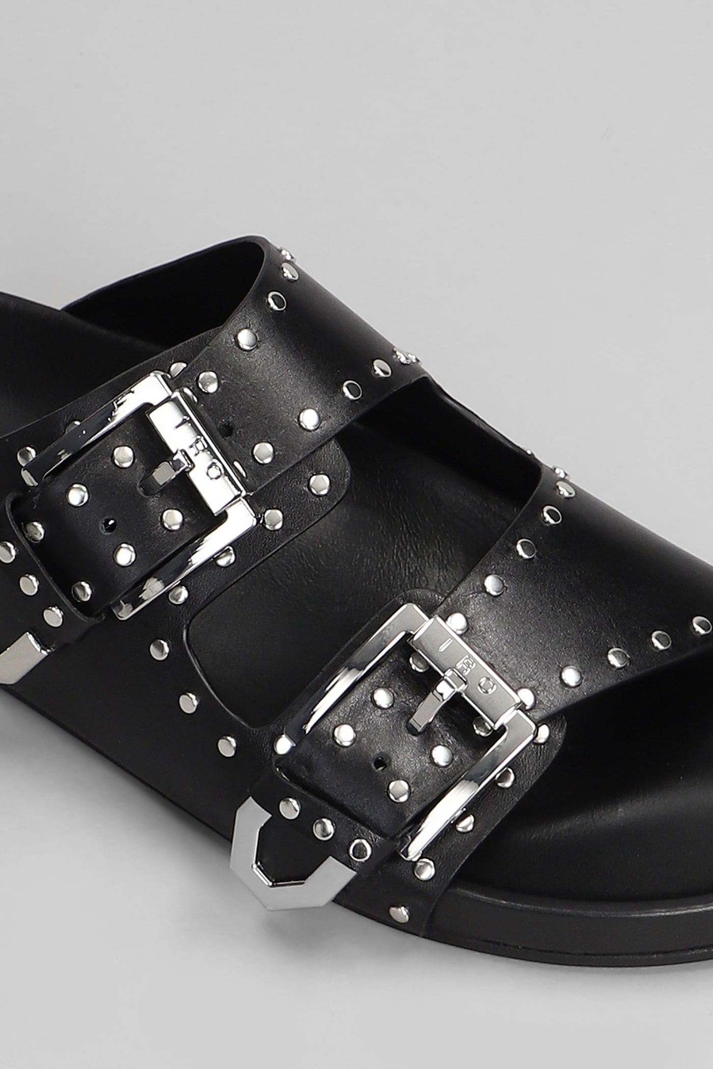 Iro Billie Flats In Black Leather In Black