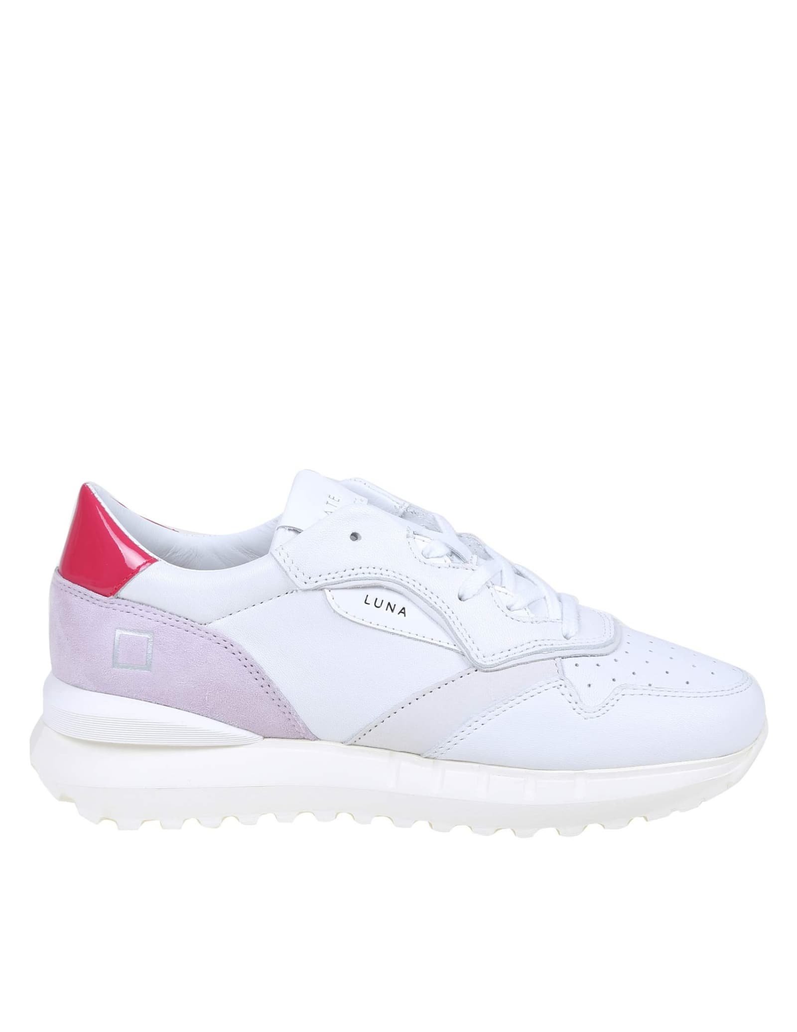 D.A.T.E. White And Fuchsia Leather Sneakers