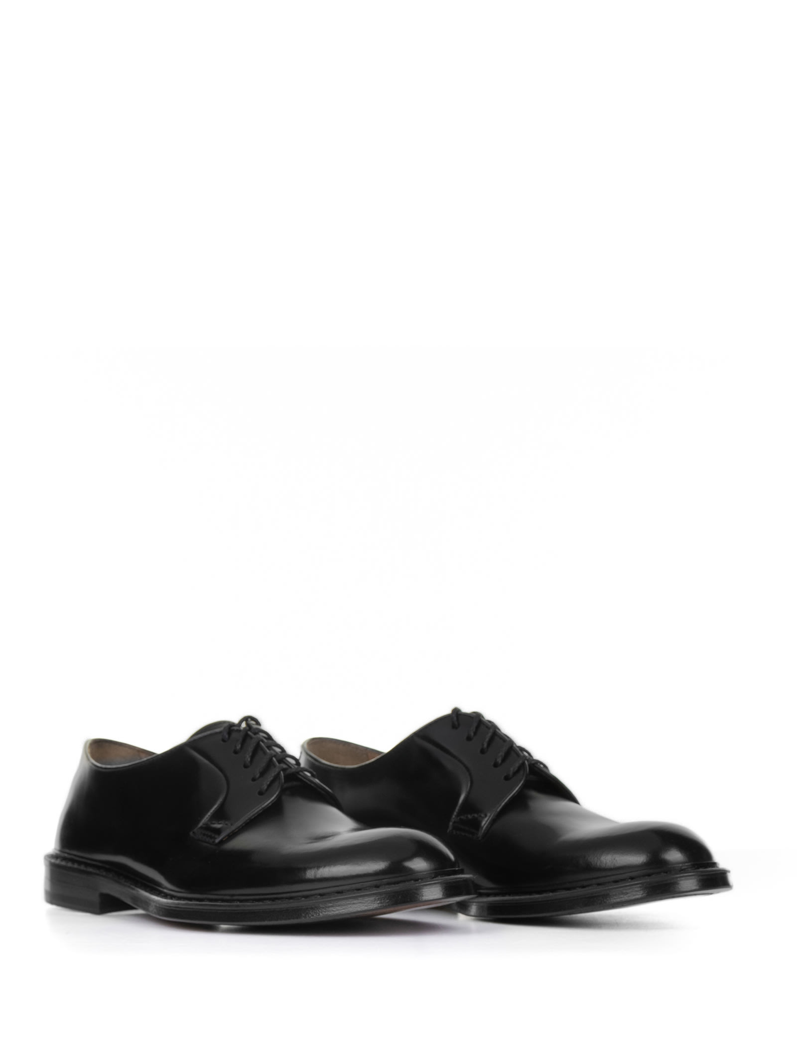 Shop Doucal's Derby In Black Brushed Leather In Nero