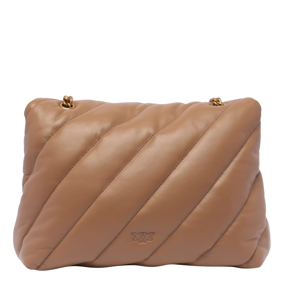 Shop Pinko Love Puffer Big Shoulder Bag In Brown