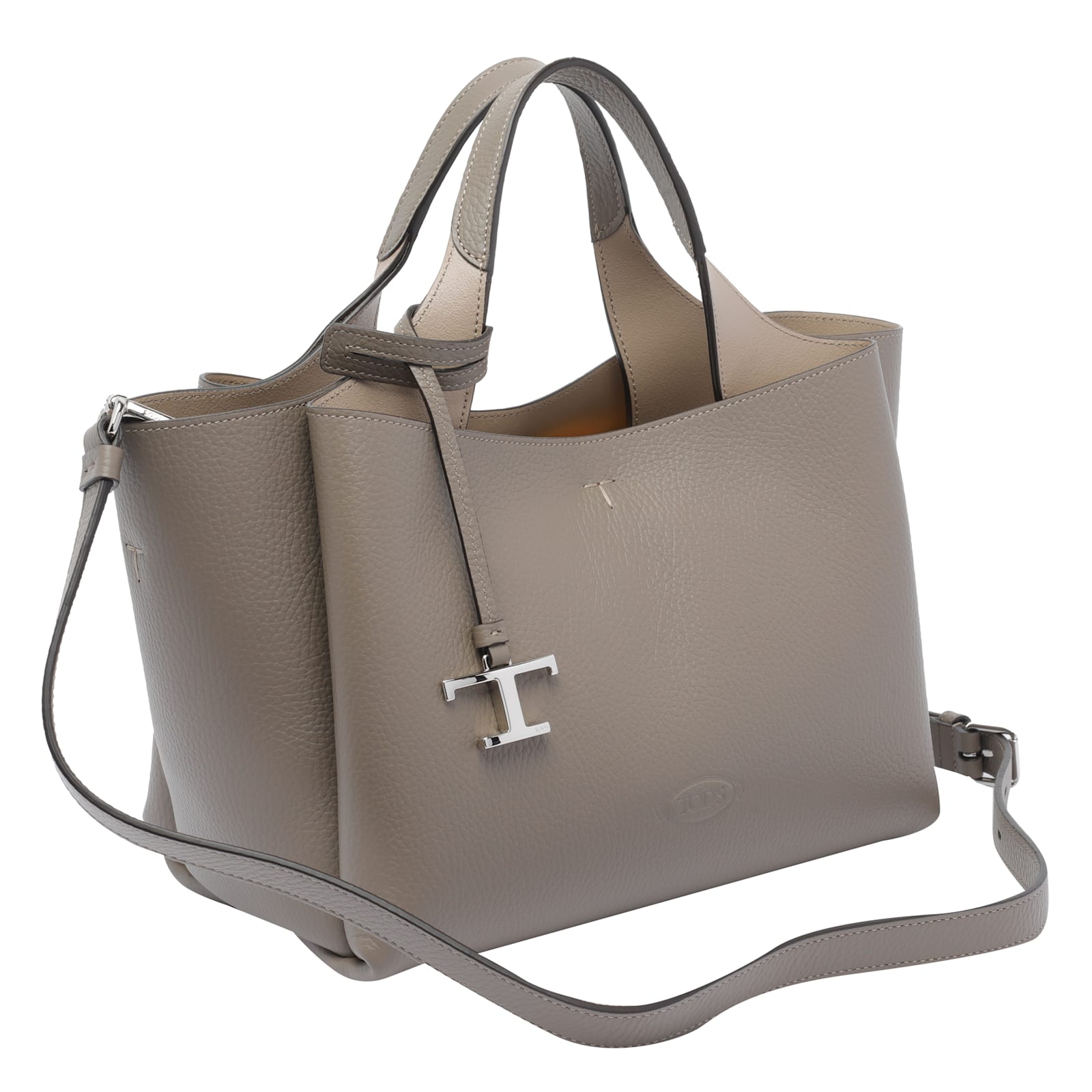 Tod's Dark Grey Leather Top Handle Bag In Gray