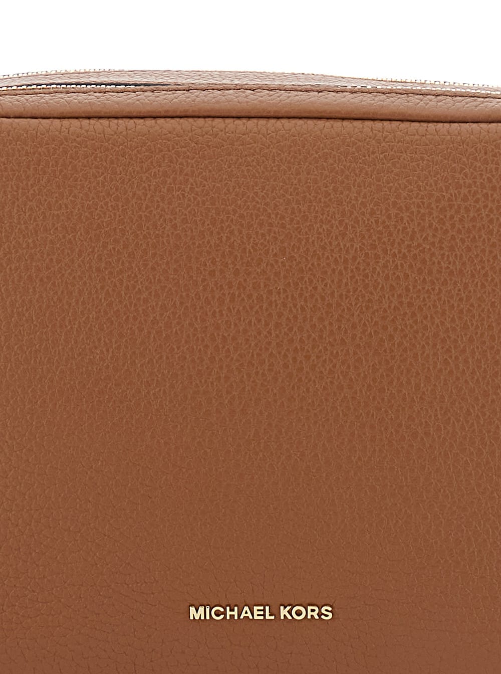 MICHAEL KORS BRYANT BROWN SHOULDER BAG WITH LOGO LETTERING ON THE FRONT AND CHAIN SHOULDER STRAP IN HAMMERED LEAT