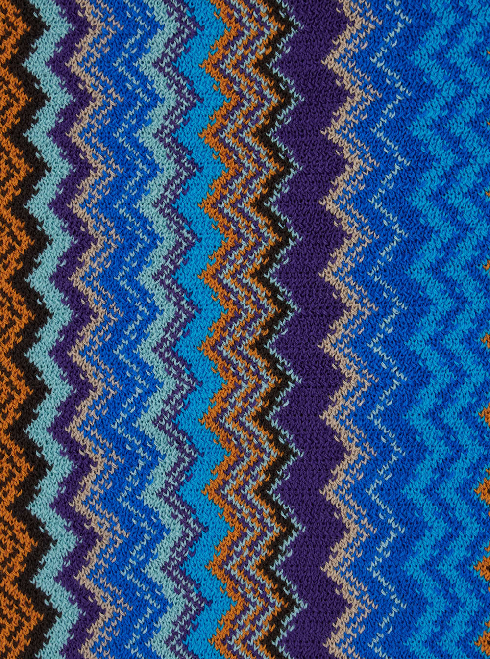 Missoni Zigzag-pattern Fringed Scarf In Blue
