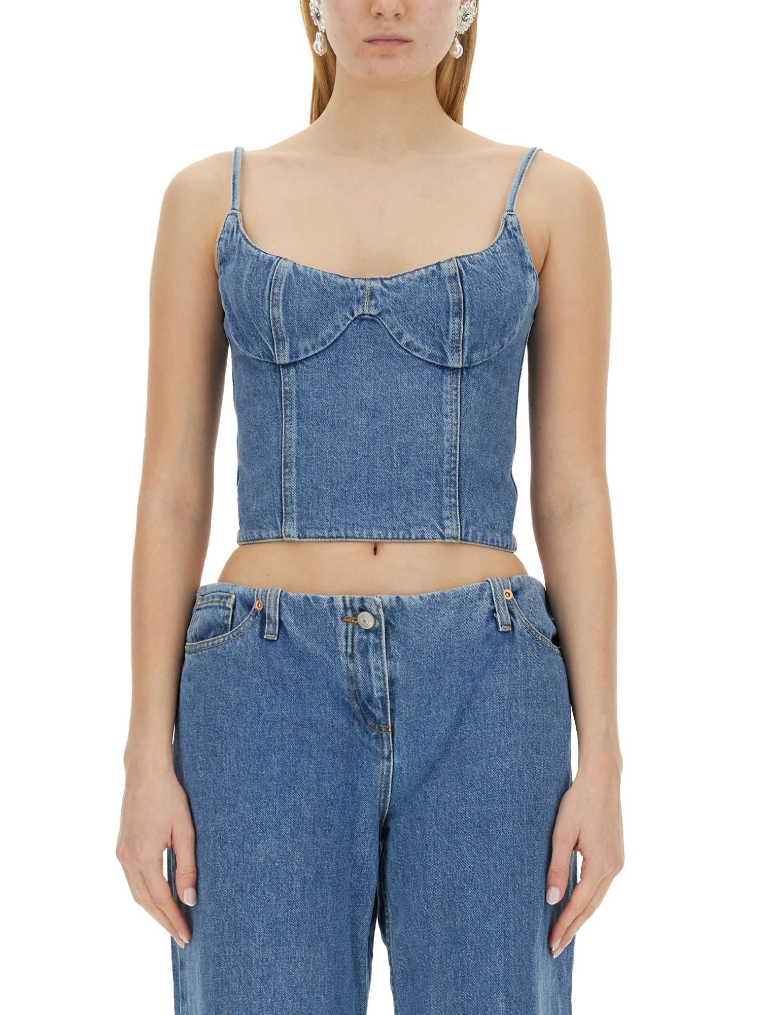 Magda Butrym Denim Top In Blue