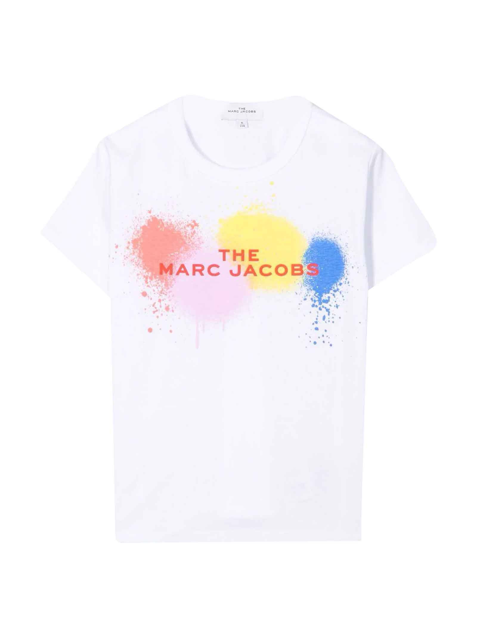 Little Marc Jacobs White Unisex T-shirt With Multicolor Print