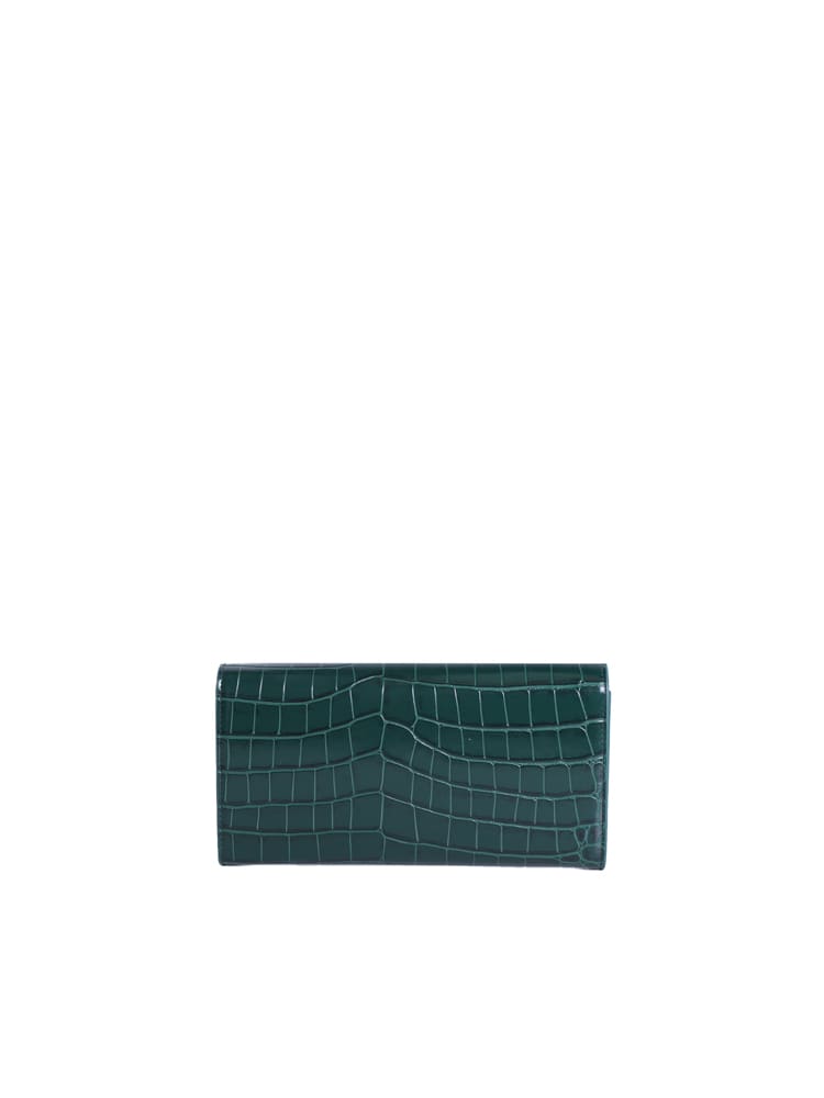 Shop V73 Perla Wallet With Crocodile Print In Green