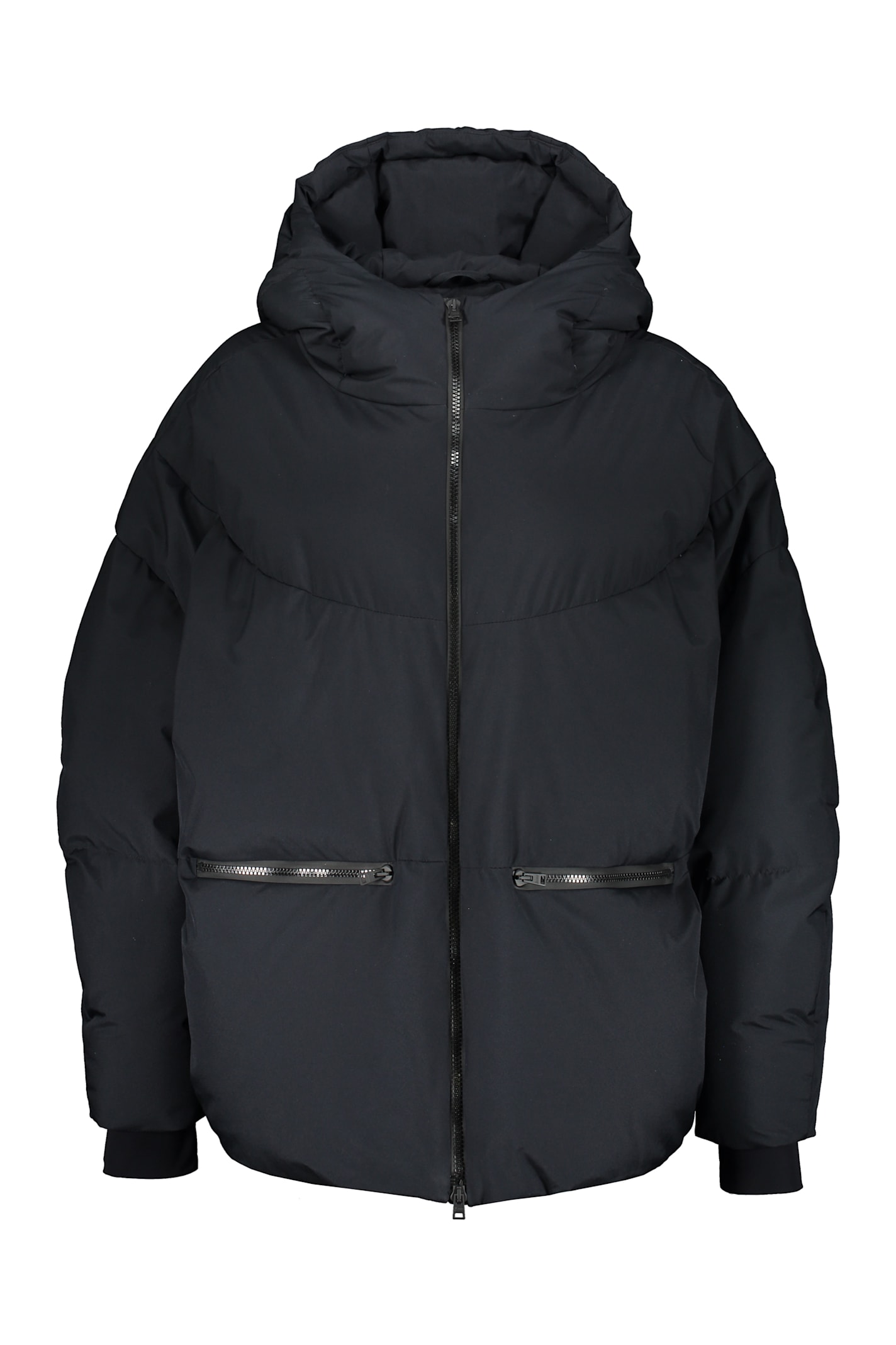 Herno Down Jacket With Zipper And Hood In Black