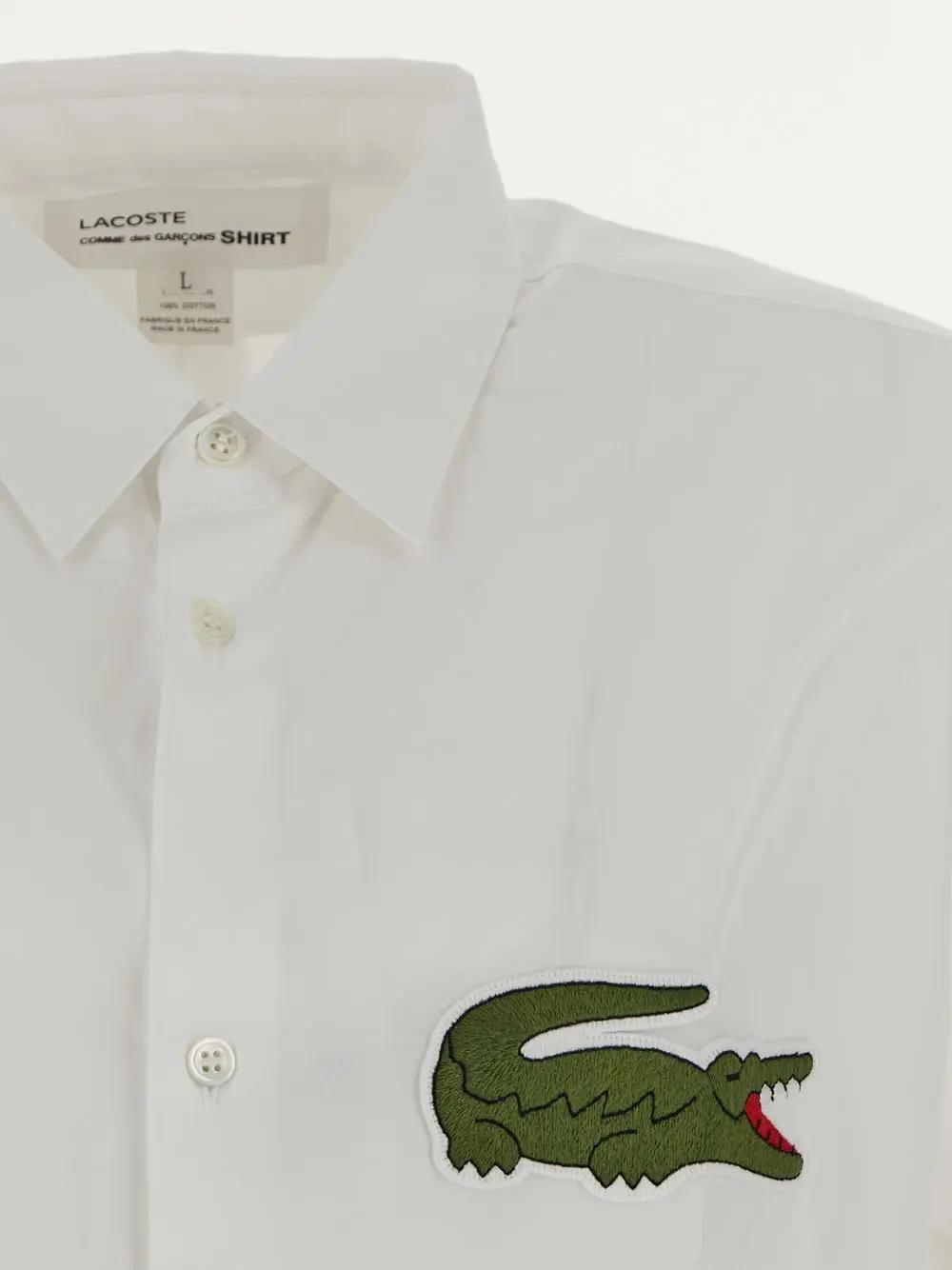 Shop Comme Des Garçons Croco Patch Shirt In White