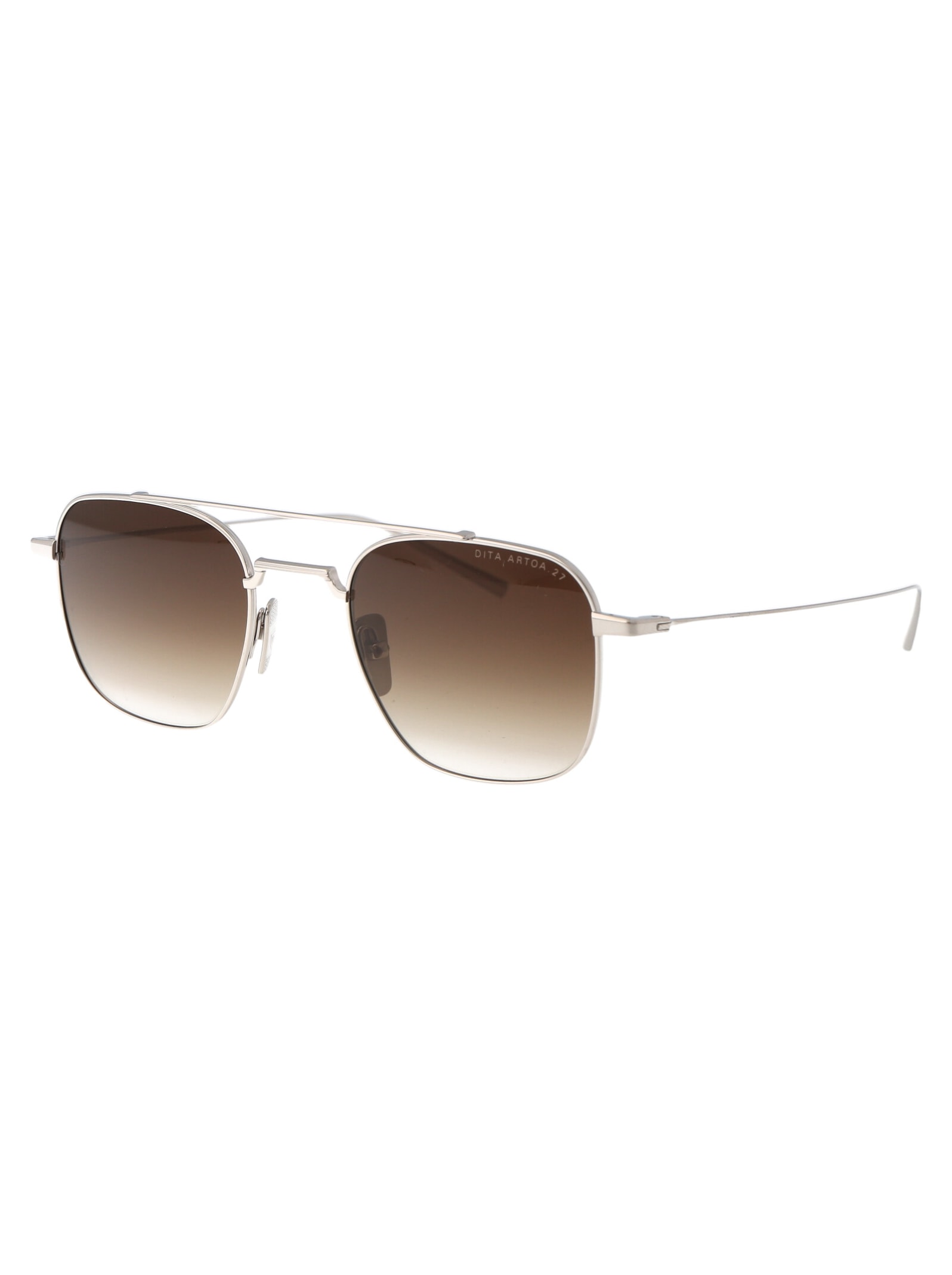 Shop Dita Artoa.27 Sunglasses In Silver W/ Brown To Clear Gradient