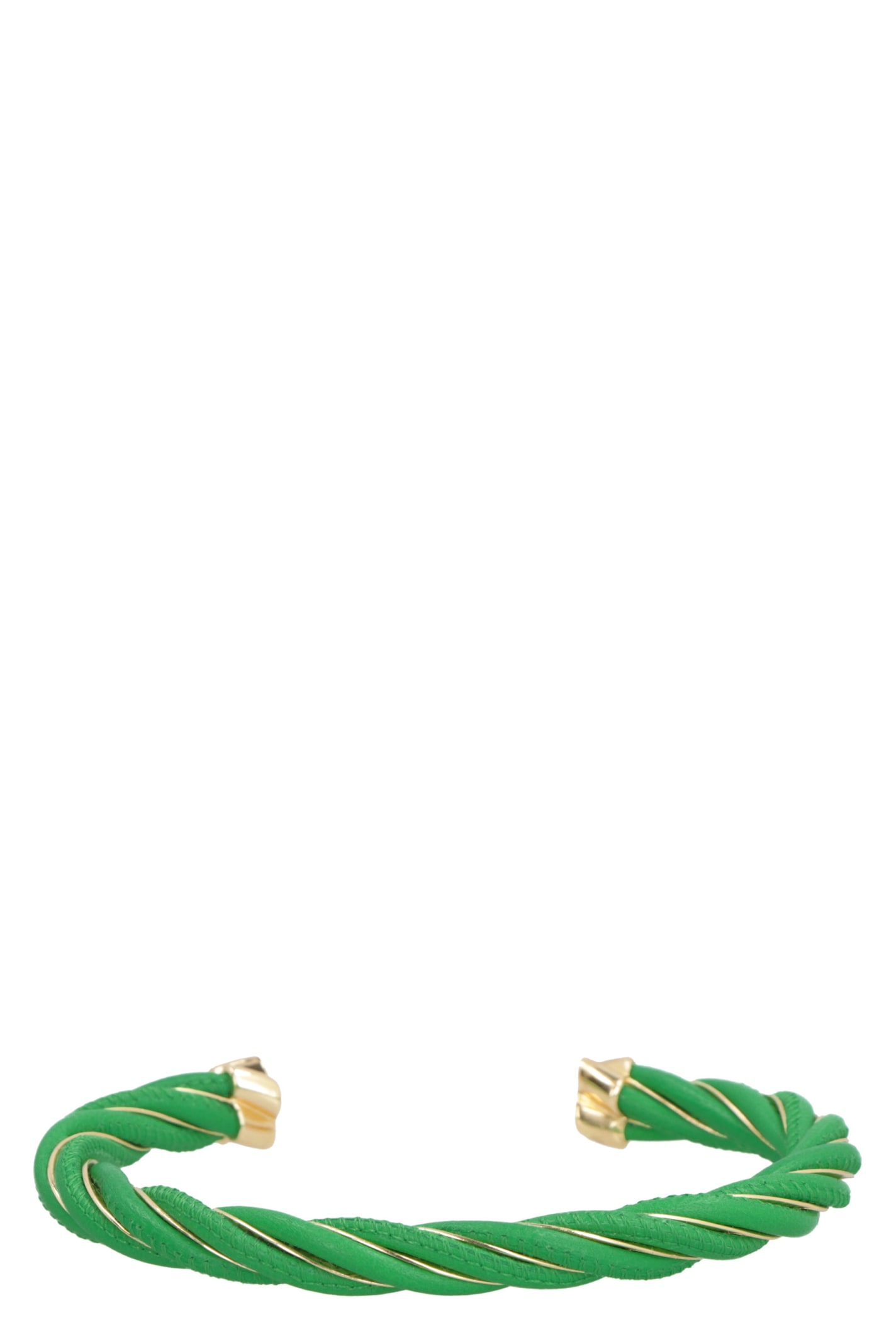 Bottega Veneta - Men - Braided Leather and Gold-Plated Bracelet Green - L