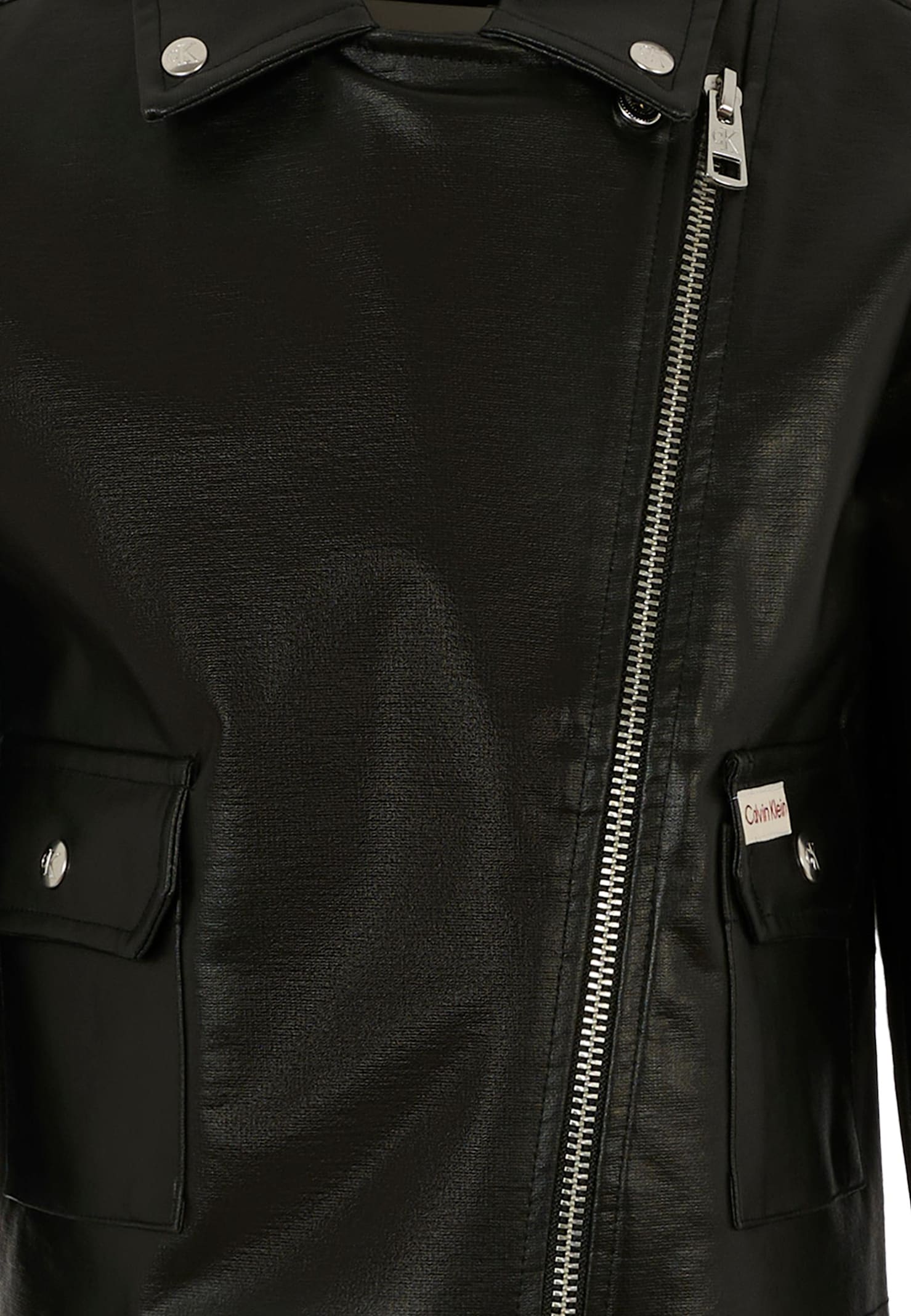 Calvin Klein Zip-front Flap-pocket Jacket In Black
