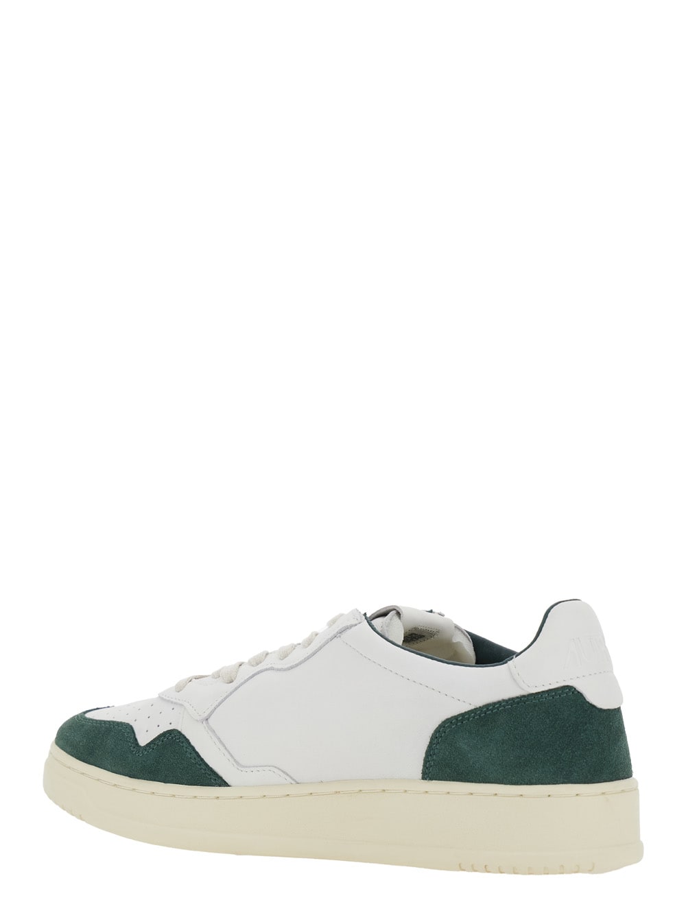 Autry Medalist Low White Leather And Suede Bottle Sneakers In Green
