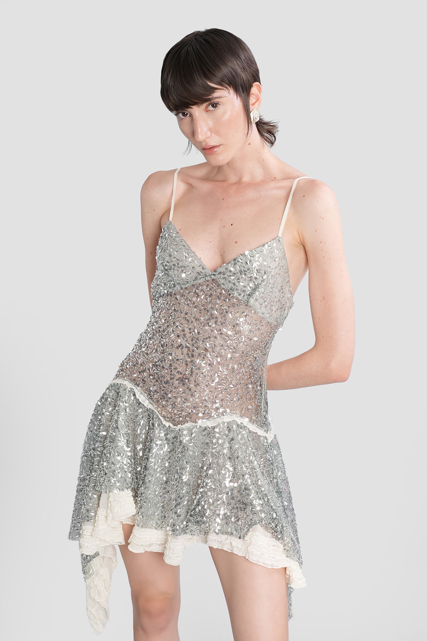 Siedres Womens Mint Miley Sequins Woven Midi Dress In Gray