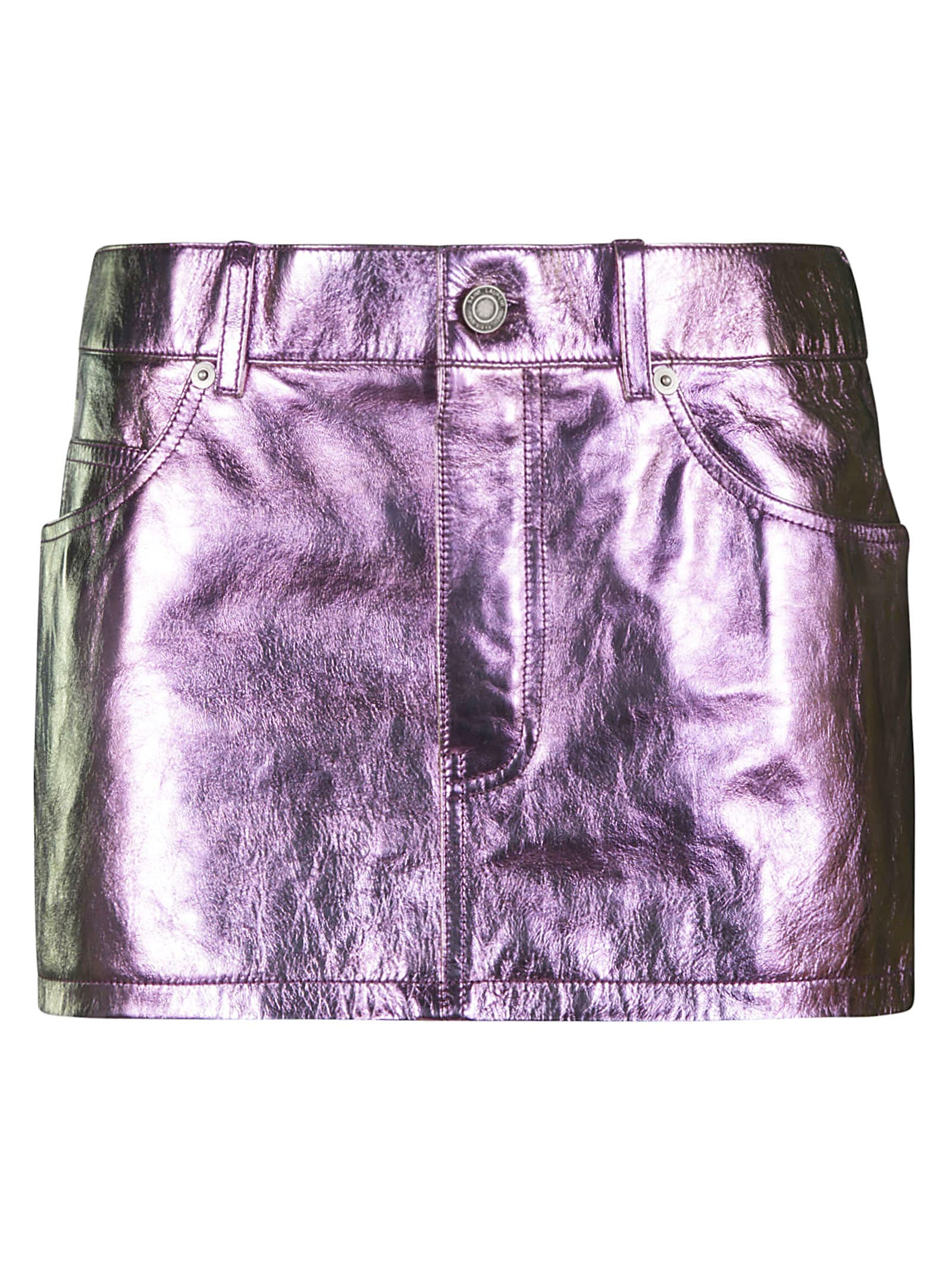 Saint Laurent 5 Pockets Shiny Short Skirt