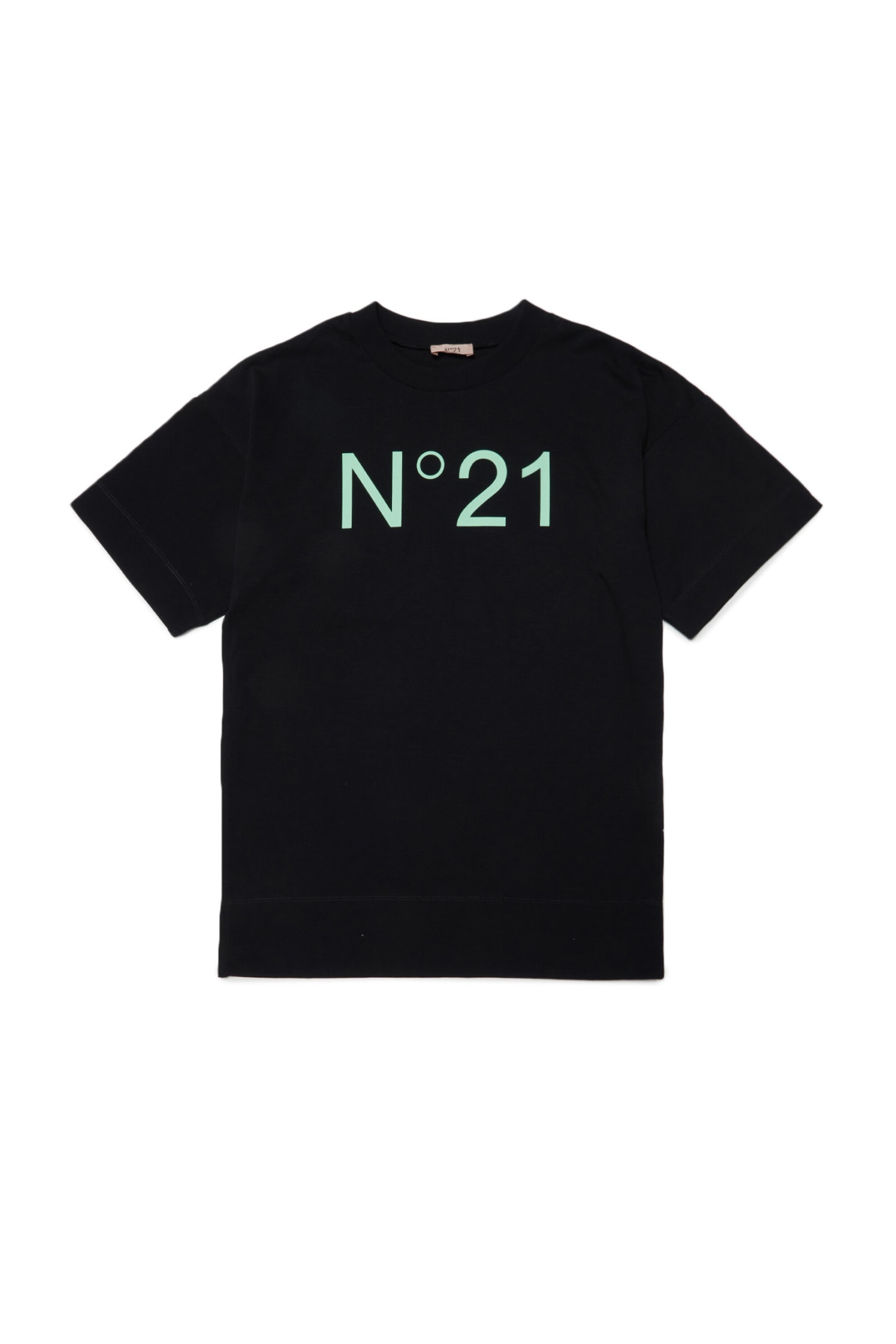 Shop N°21 N21mcu2f Sw Cover-ups  Black Jersey Maxi T-shirt Cover-up With Logo In Nero