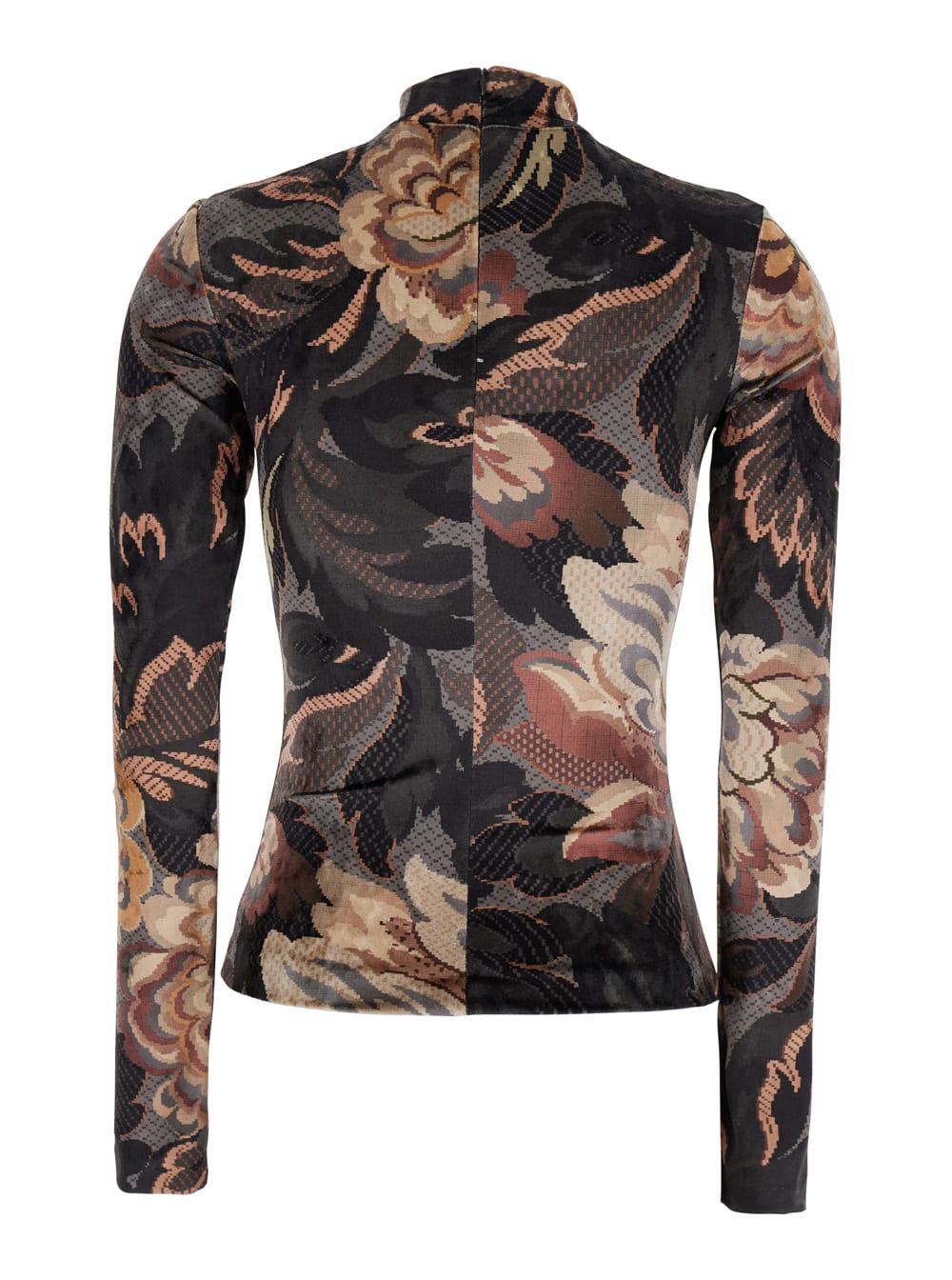 Shop Etro Multicolor Long Sleeve Top With Jacquard Motif In Stretch Fabric Woman