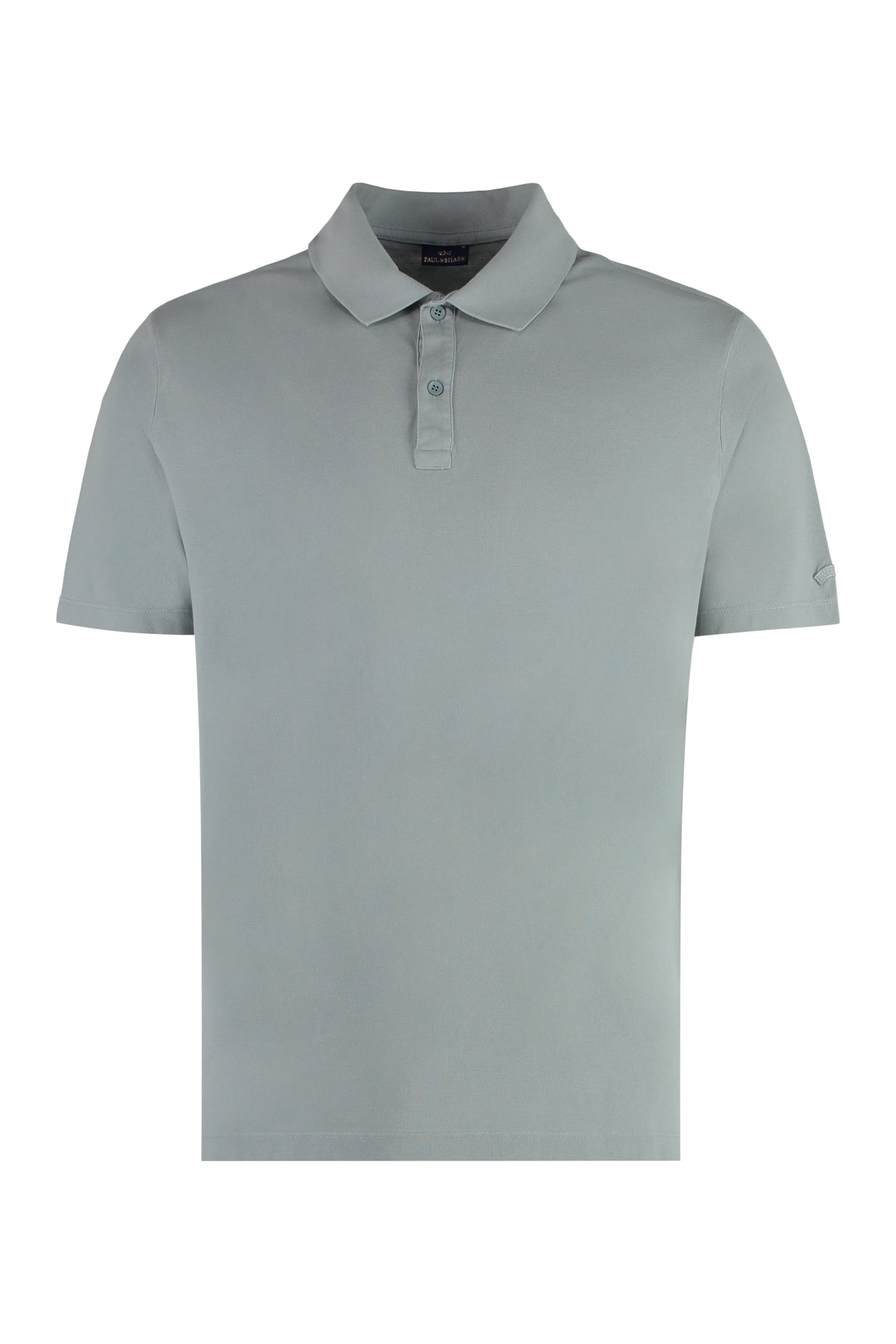 Shop Paul&amp;shark Short Sleeve Cotton Polo Shirt In Grey