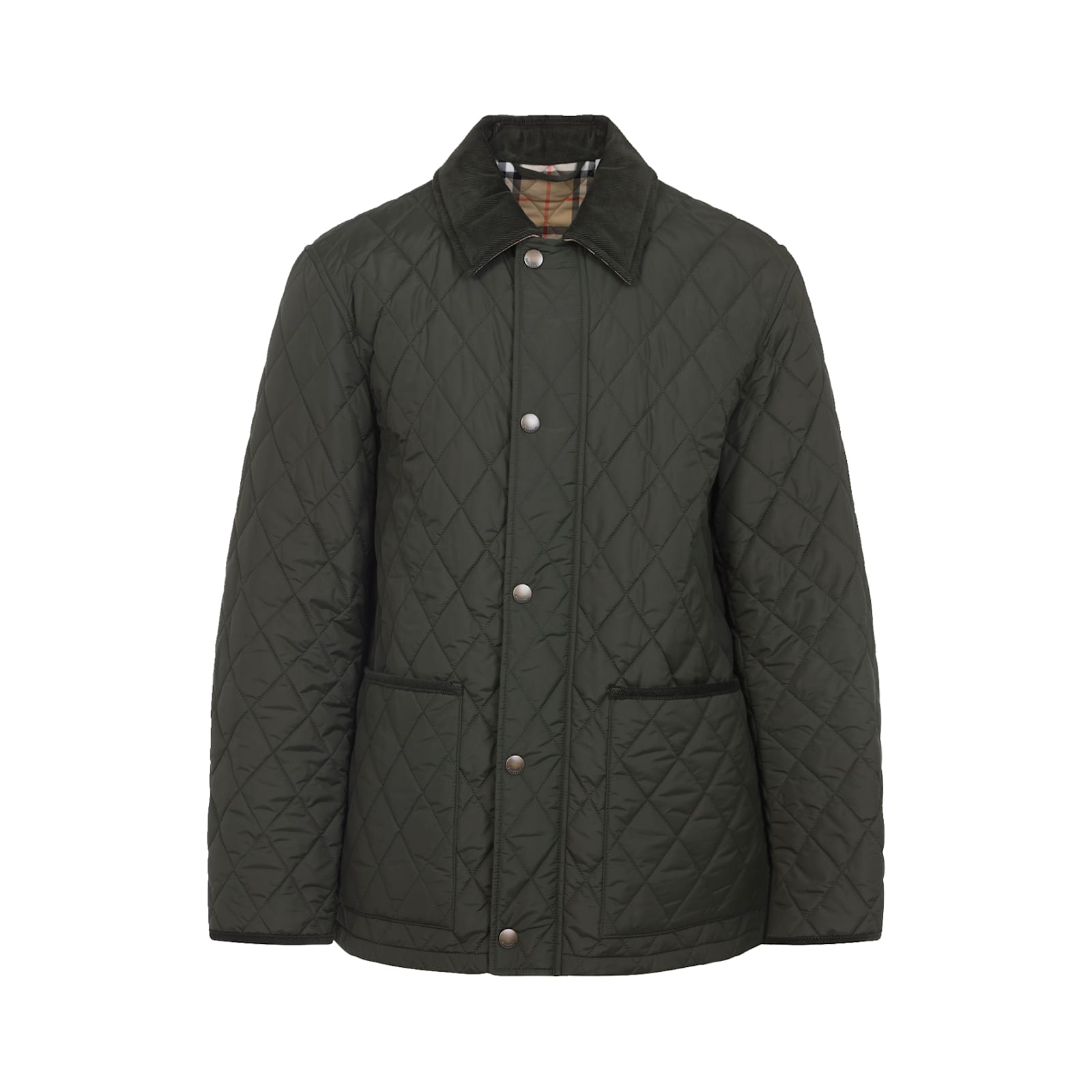 Burberry Haddington Diamond-quilted Jacket In Gray