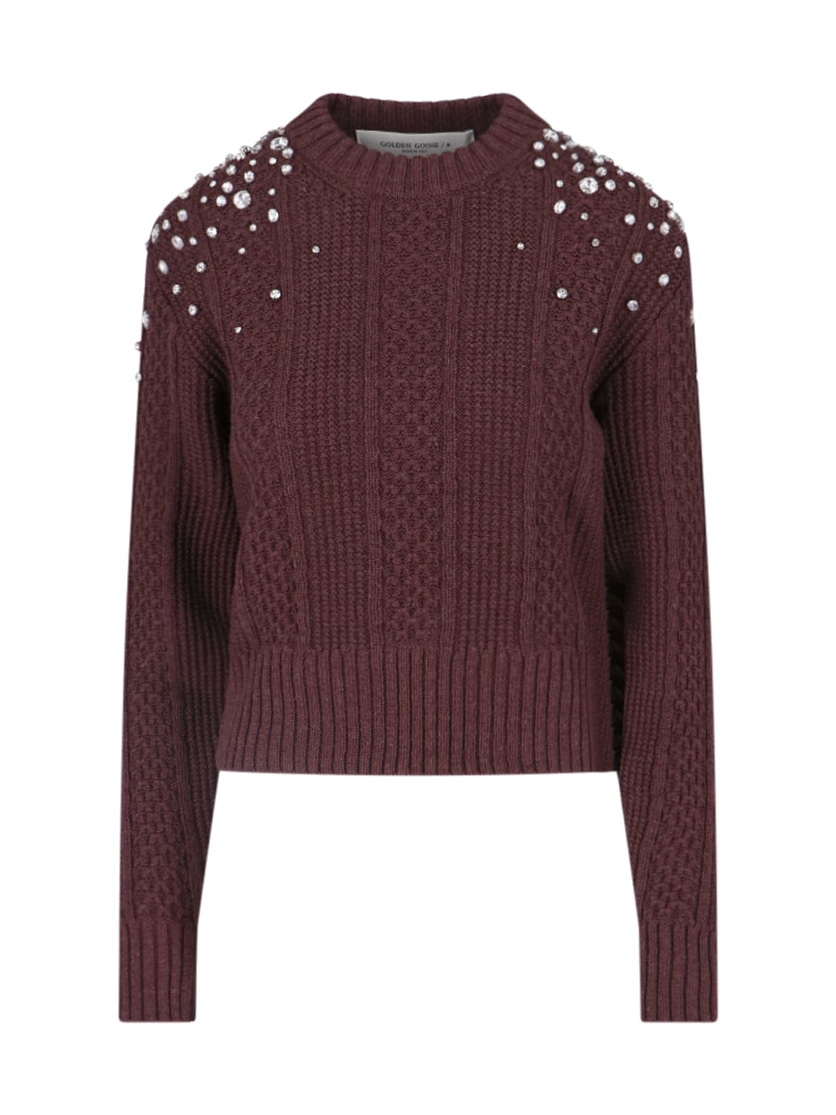 Golden Goose Crystal Crop Sweater In Brown