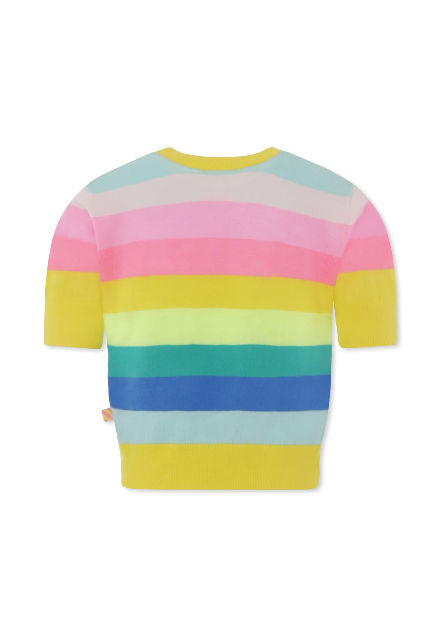 Billieblush Girls Yellow Cotton Knit Striped Sweater In Multicolor