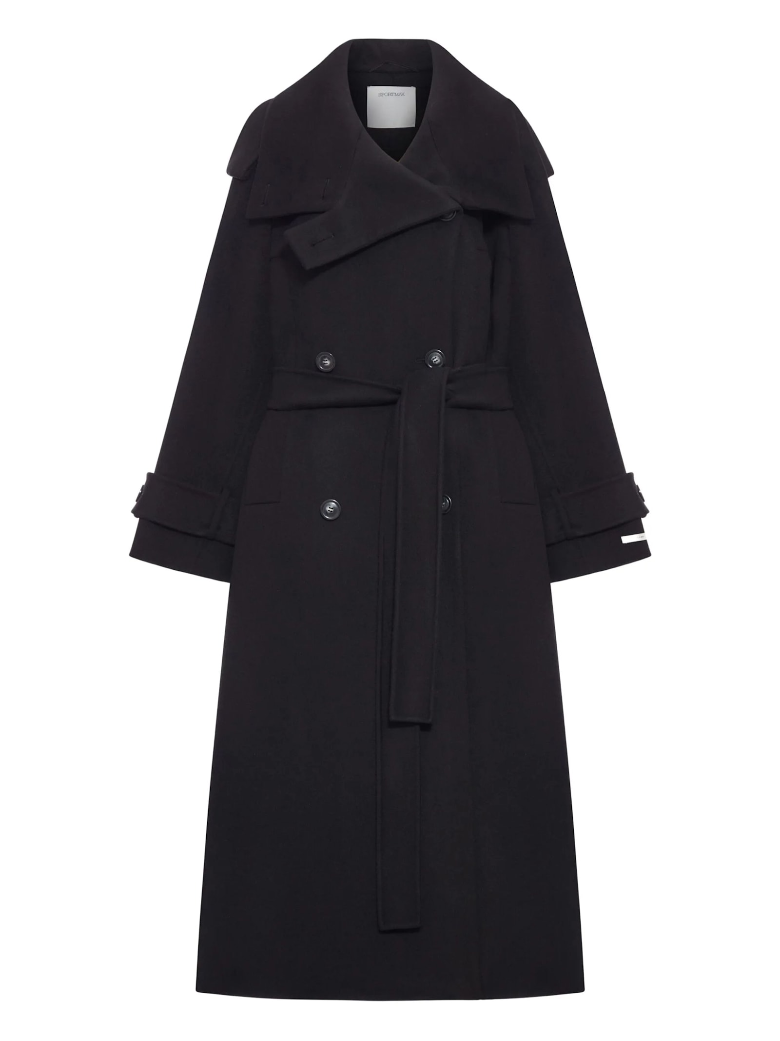 Sportmax Double-breasted Coat With Belt In Sand