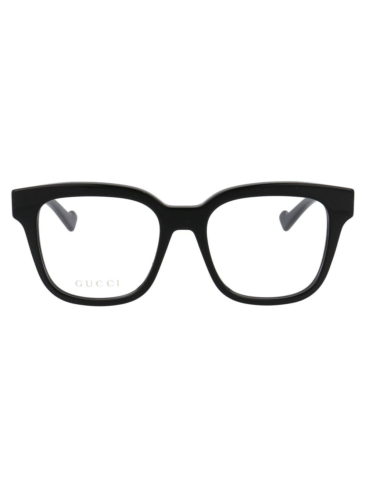 Shop Gucci Square Frame Glasses In 004 Black Black Transpare