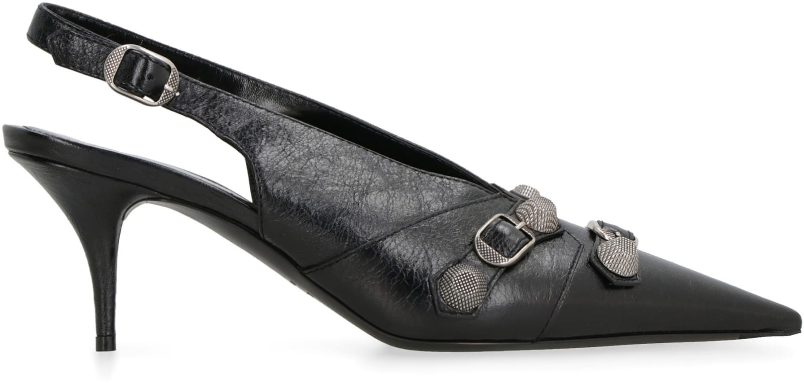 Shop Balenciaga Cagole Leather Slingback Pumps In Black