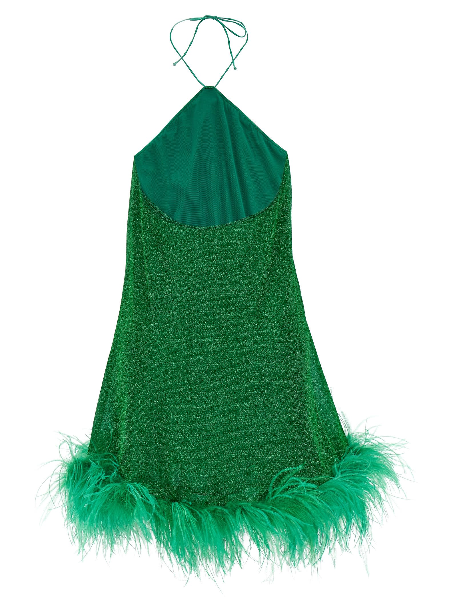 Shop Oseree Lumiere Plumage Dress In Emerald Green