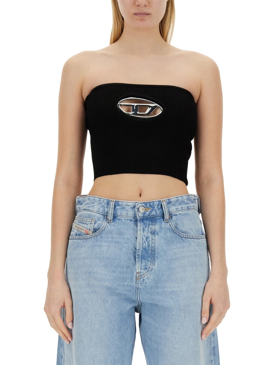 Shop Diesel Tops With Logo In Black