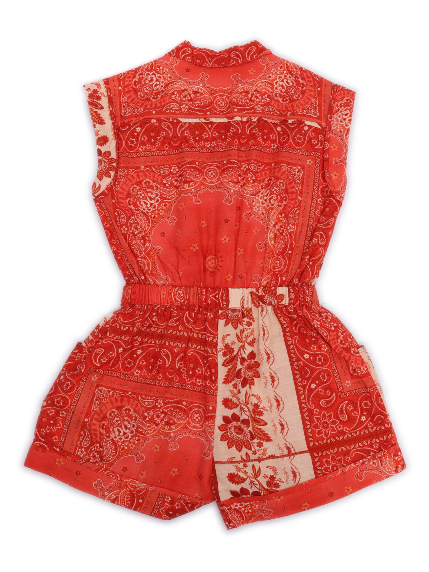 Zimmermann Lucky Kids Pocket Playsuit In Red