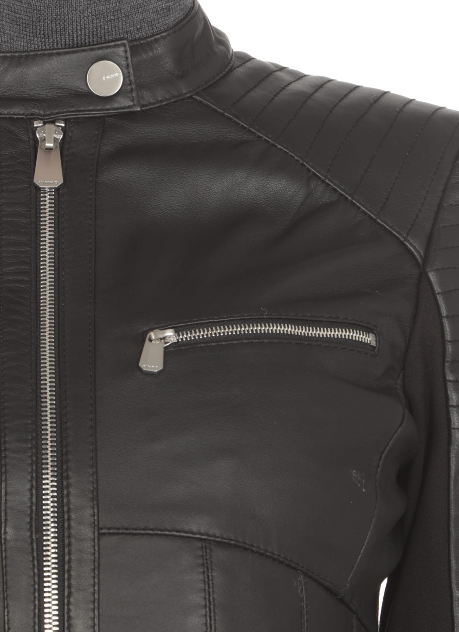 Shop Pinko Leather Jacket In Black