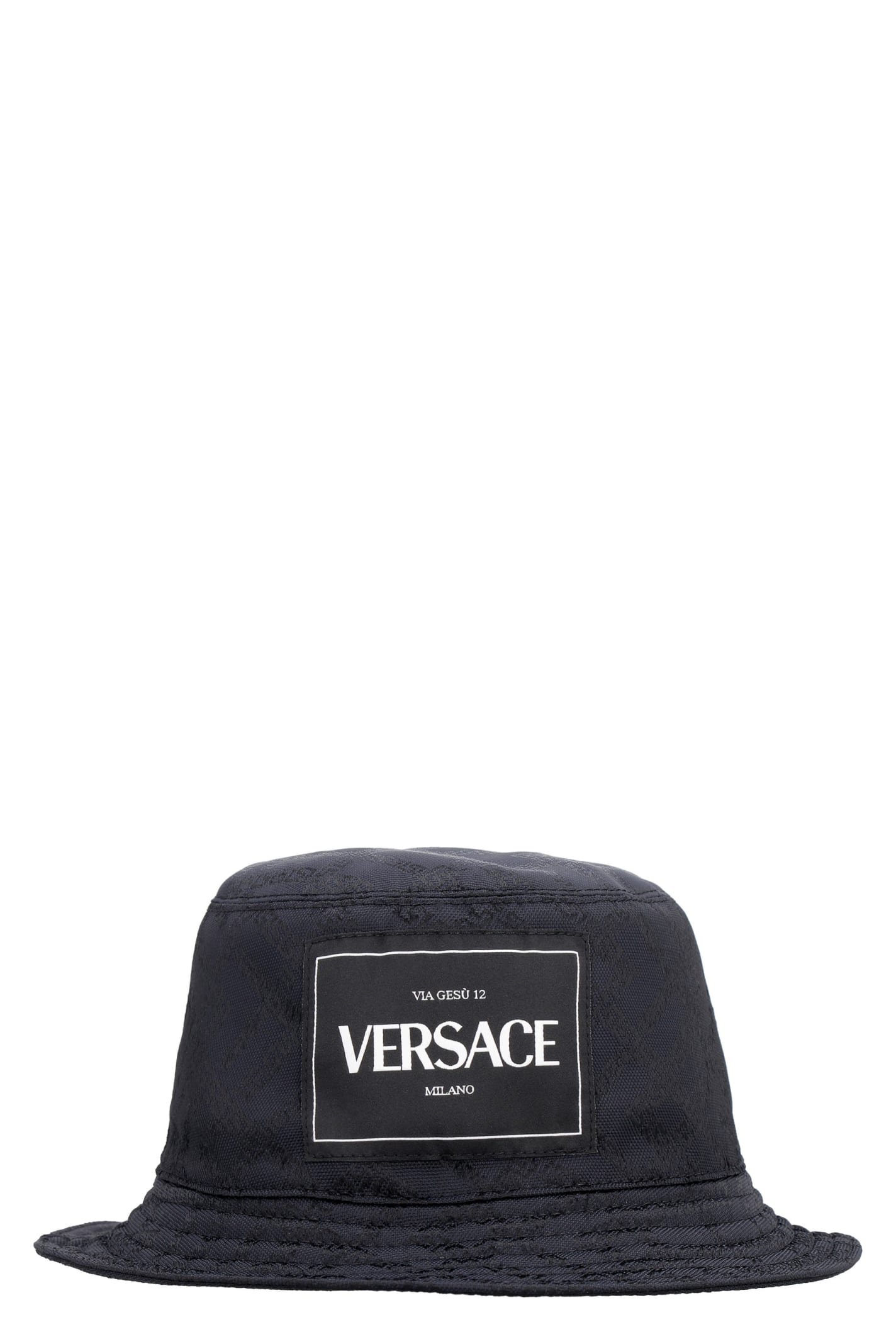 Versace Technical Canvas Hat In Black