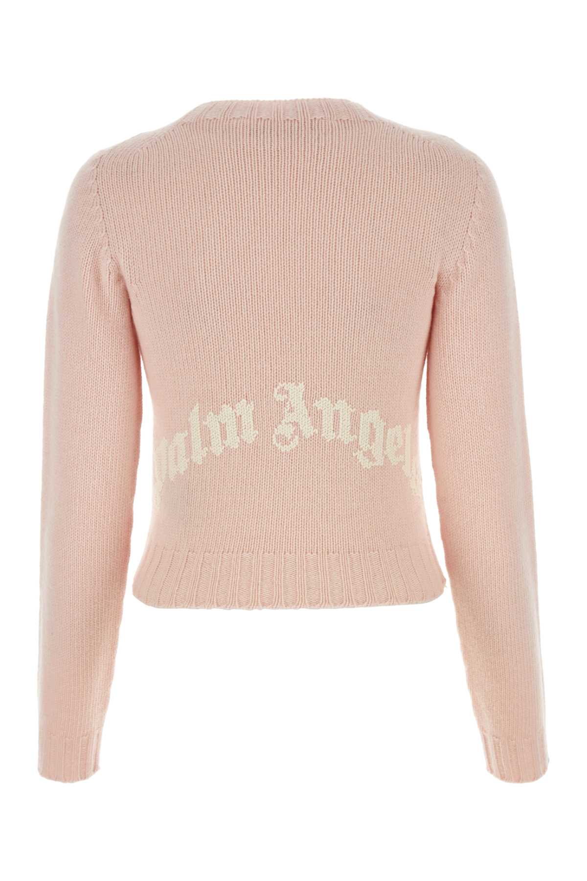 Shop Palm Angels Light Pink Wool Blend Sweater In Pinkwhite