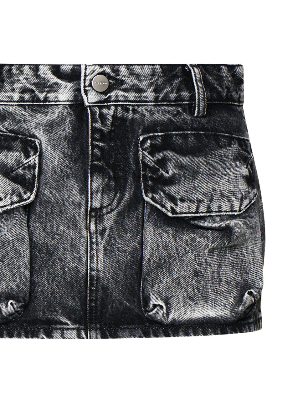 Icon Denim Aged-effect Miniskirt In Cotton Denim In Aged Grey