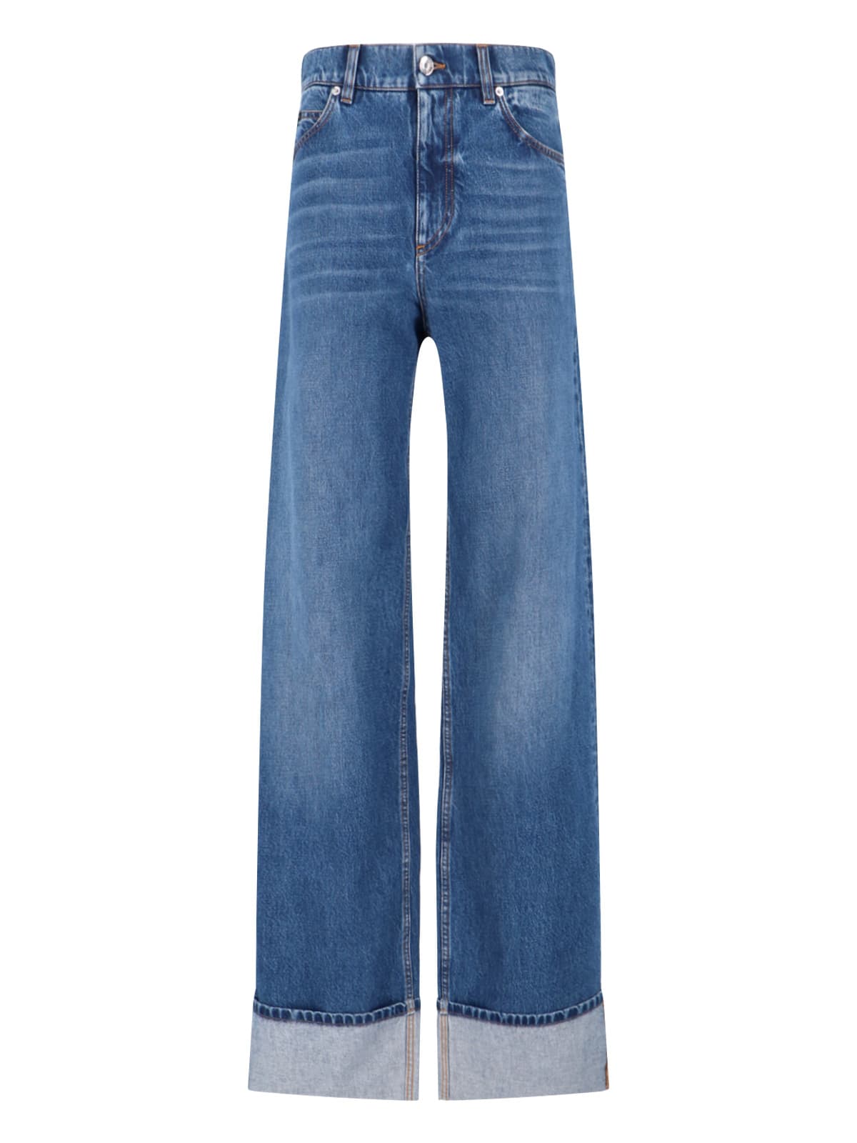 Dolce & Gabbana Wide-leg Trousers With Pockets And Cuffs In Blue