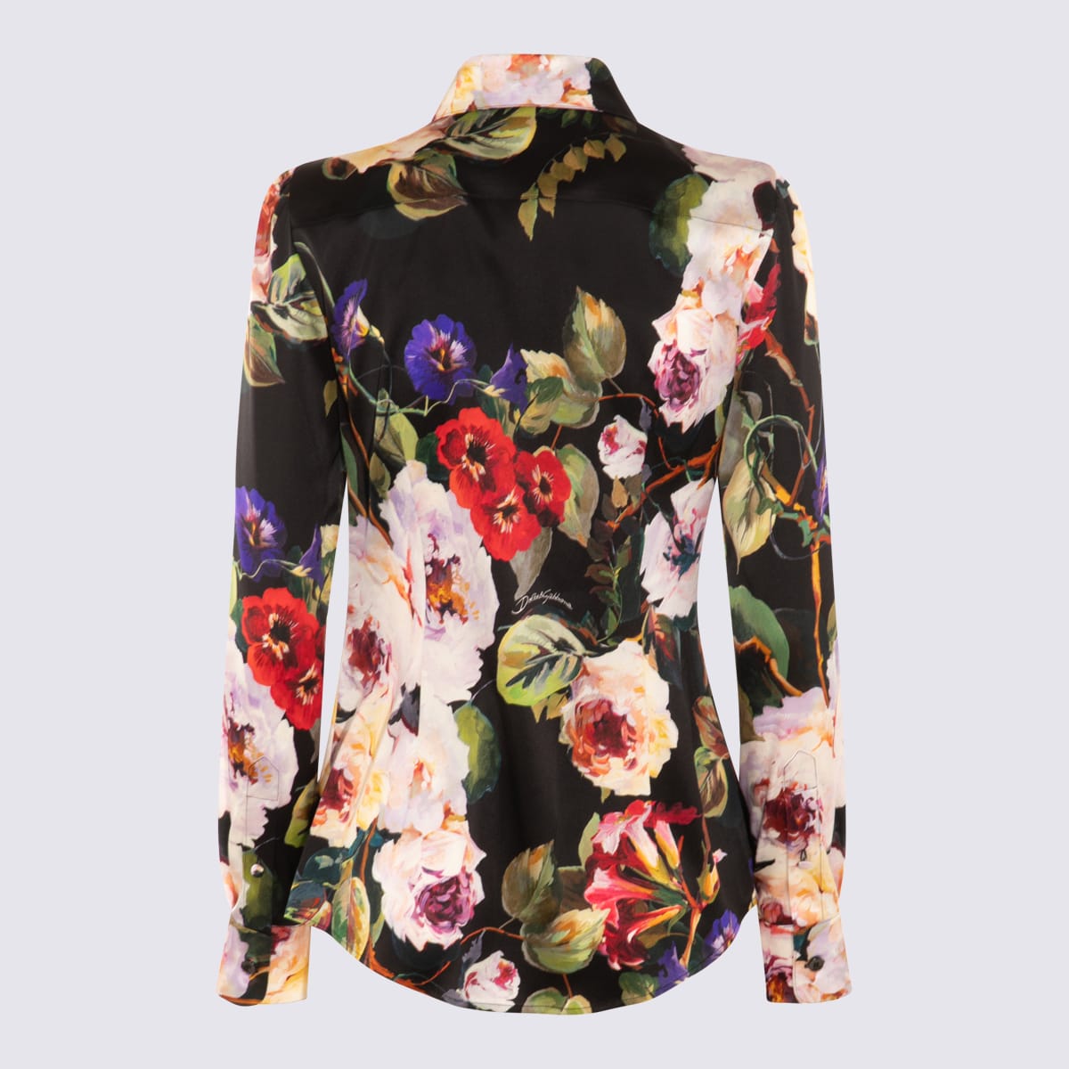 Shop Dolce & Gabbana Black Multicolour Silk Blend Shirt In Roseto F.do Nero