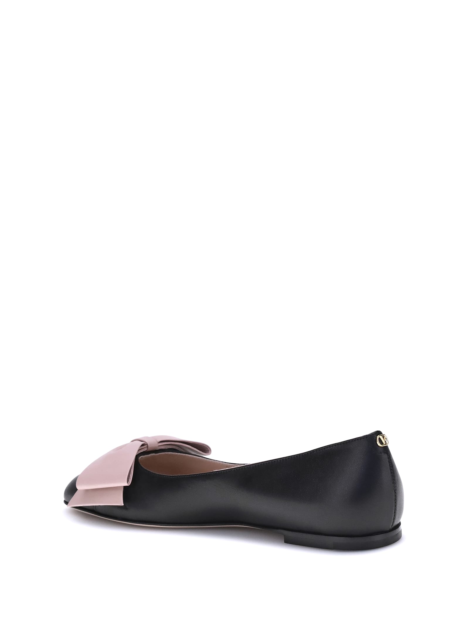 Valentino Round Toe Ballerina Shoes With Bow Detail In Black