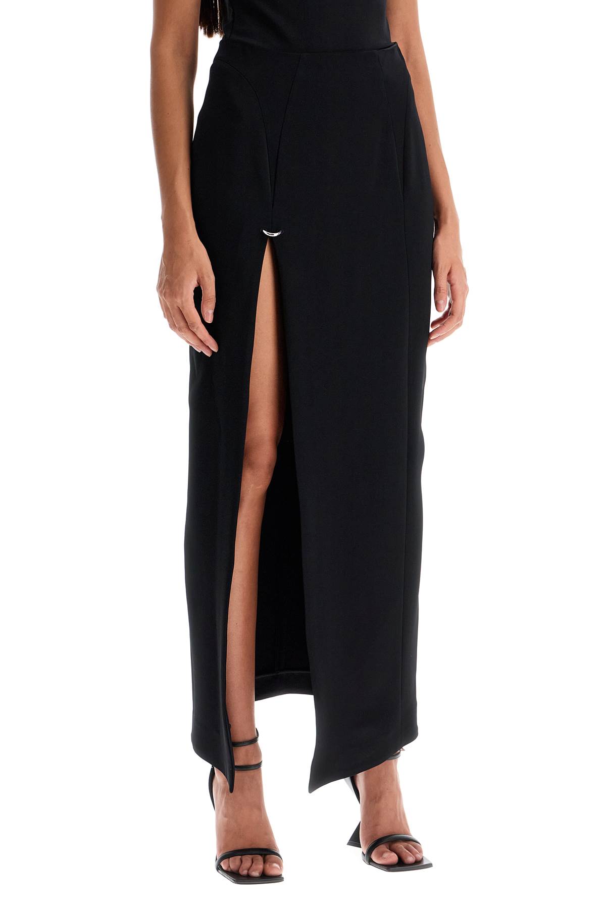 Shop Mugler Long Skirt With Piercing Detail In Black (black)