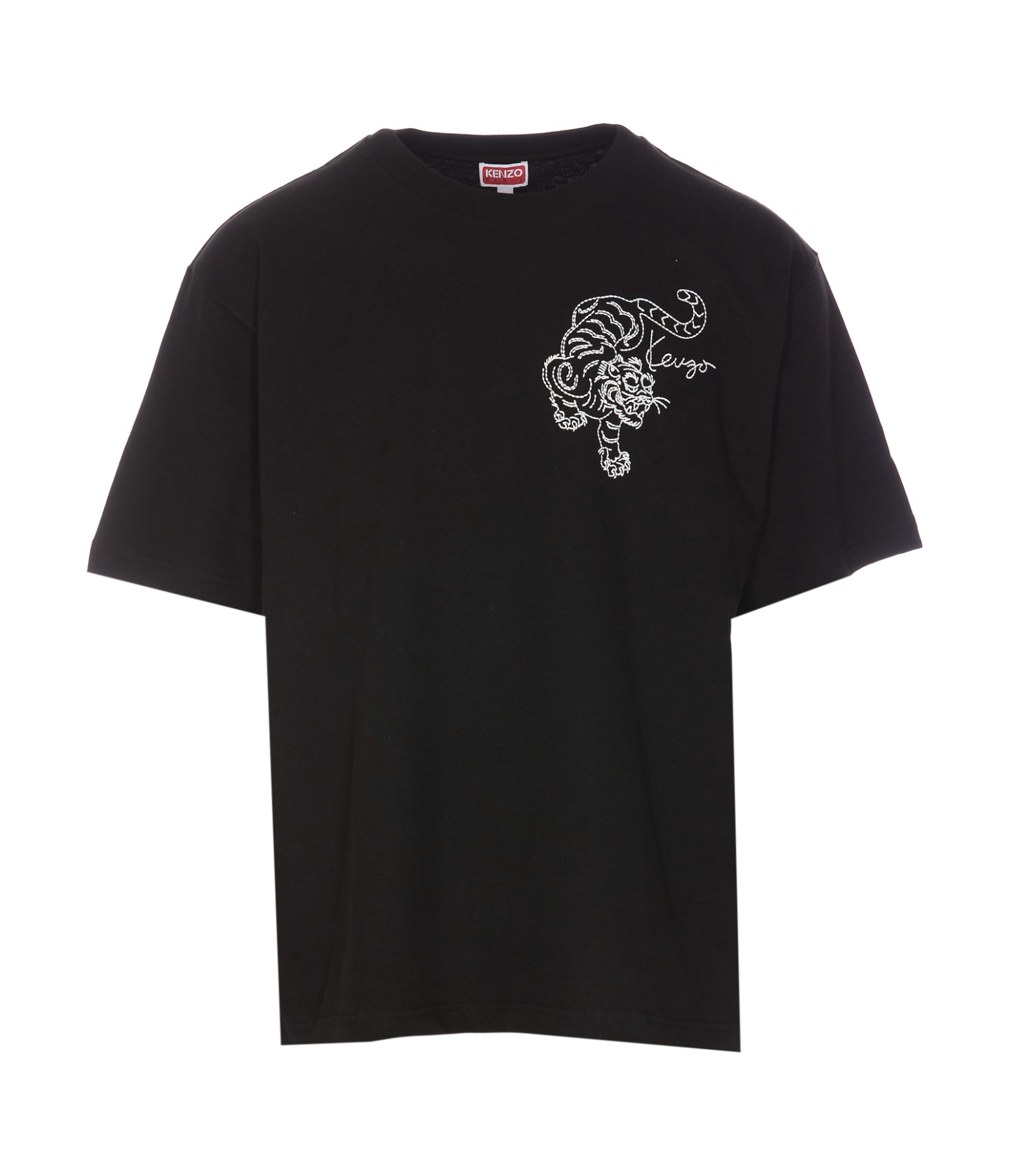 Shop Kenzo Tiger  Costellation Embroidered Oversize T-shirt In Black