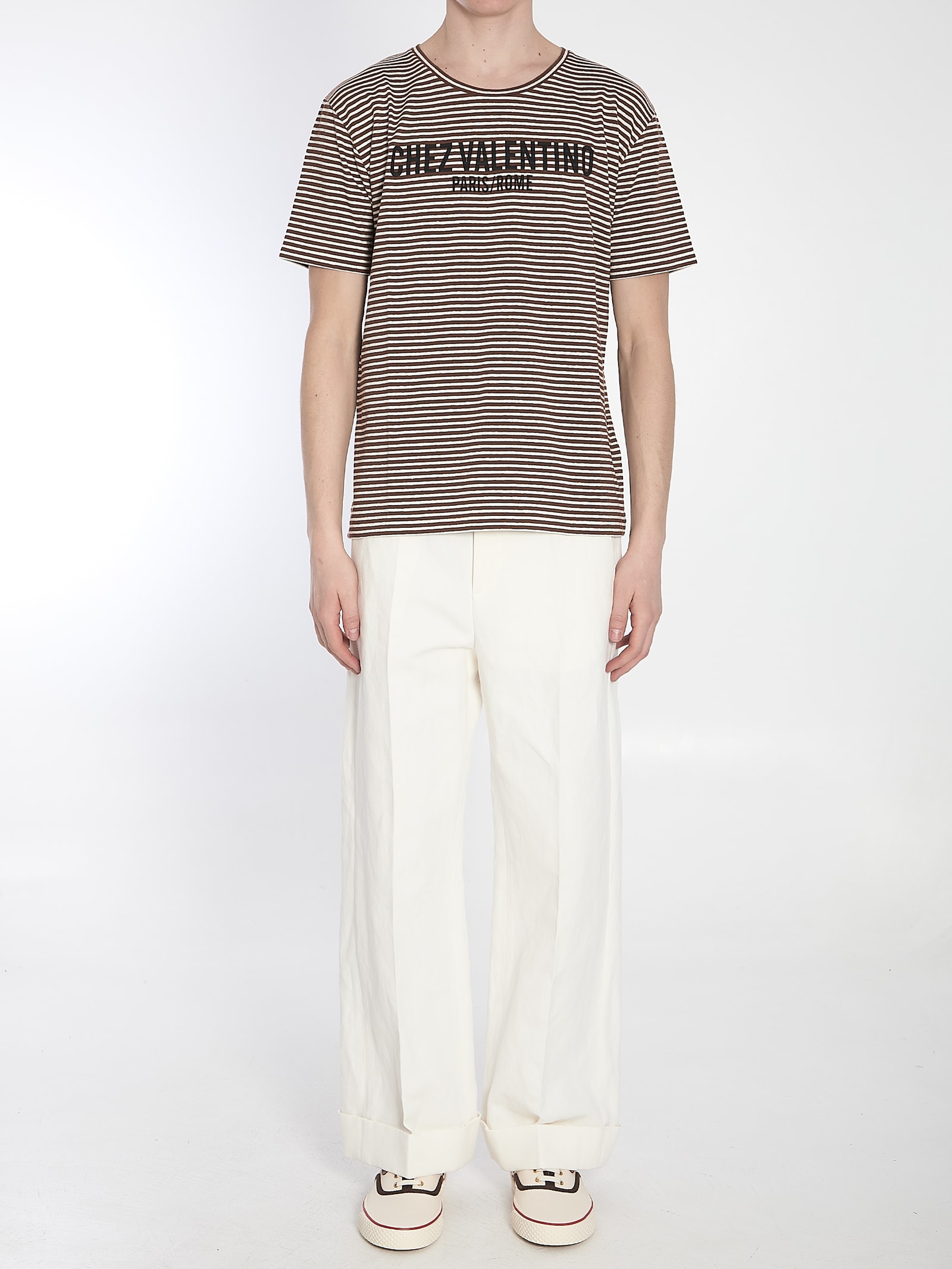 Valentino Garavani Men Embroidered Stretch Linen Blend T