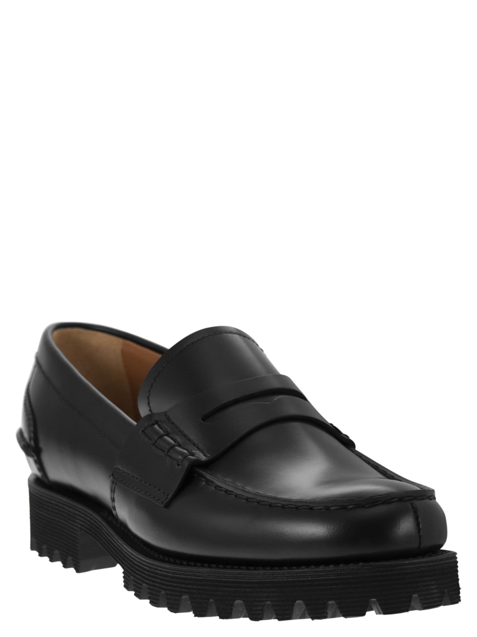Church's Classic Penny Loafer With Round Toe And Chunky Sole In Black