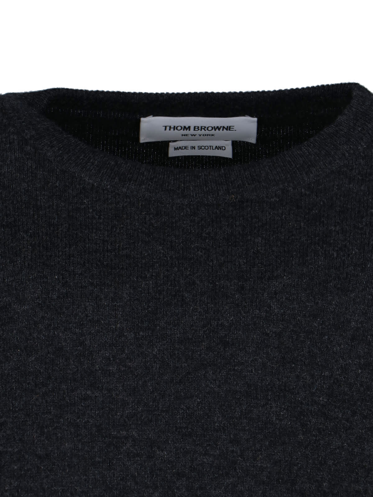 Thom Browne Ribbed Hem Crewneck Striped Sleeve Button Cuffs
