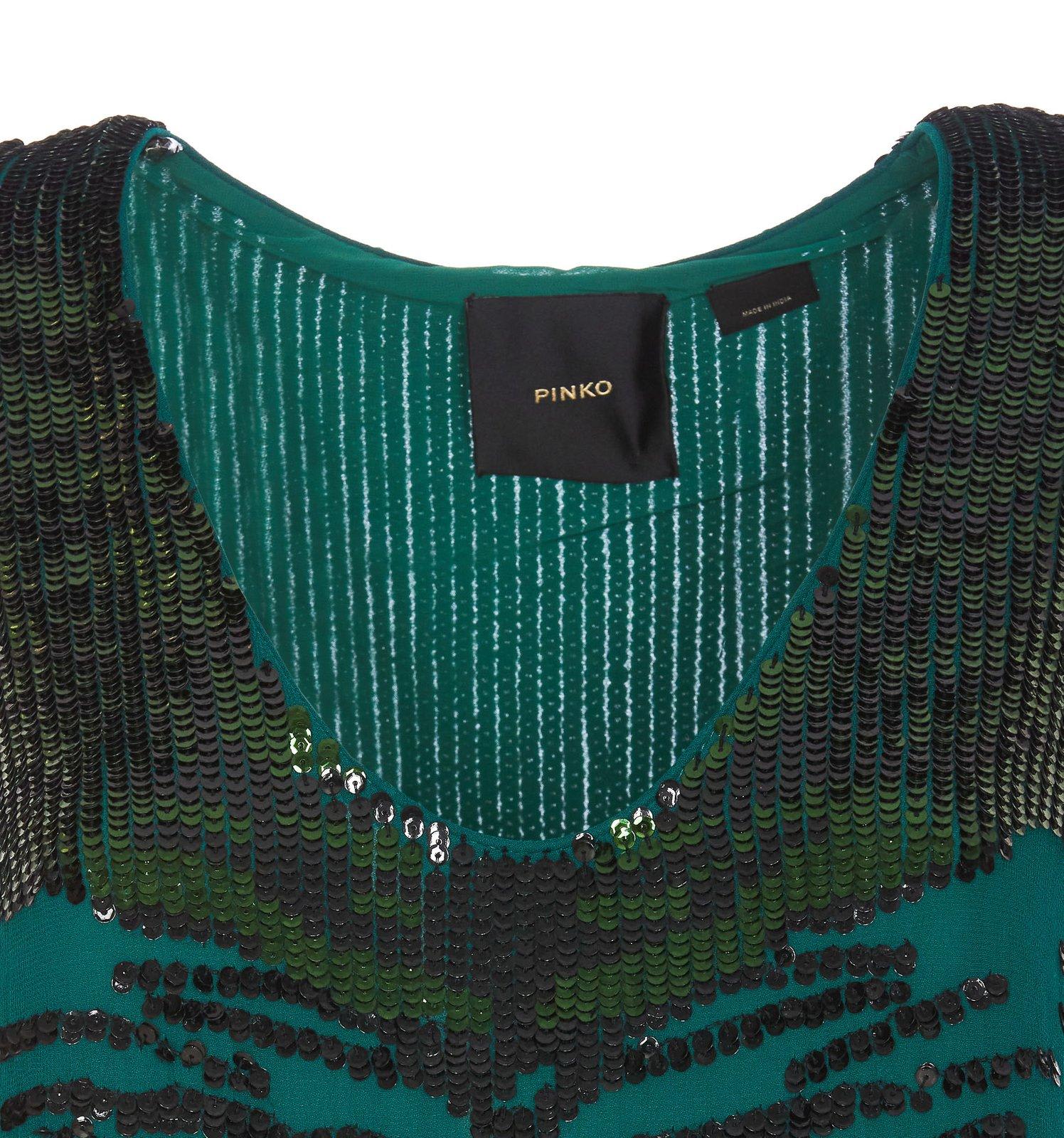 Shop Pinko Sequin Embellished Top In Green