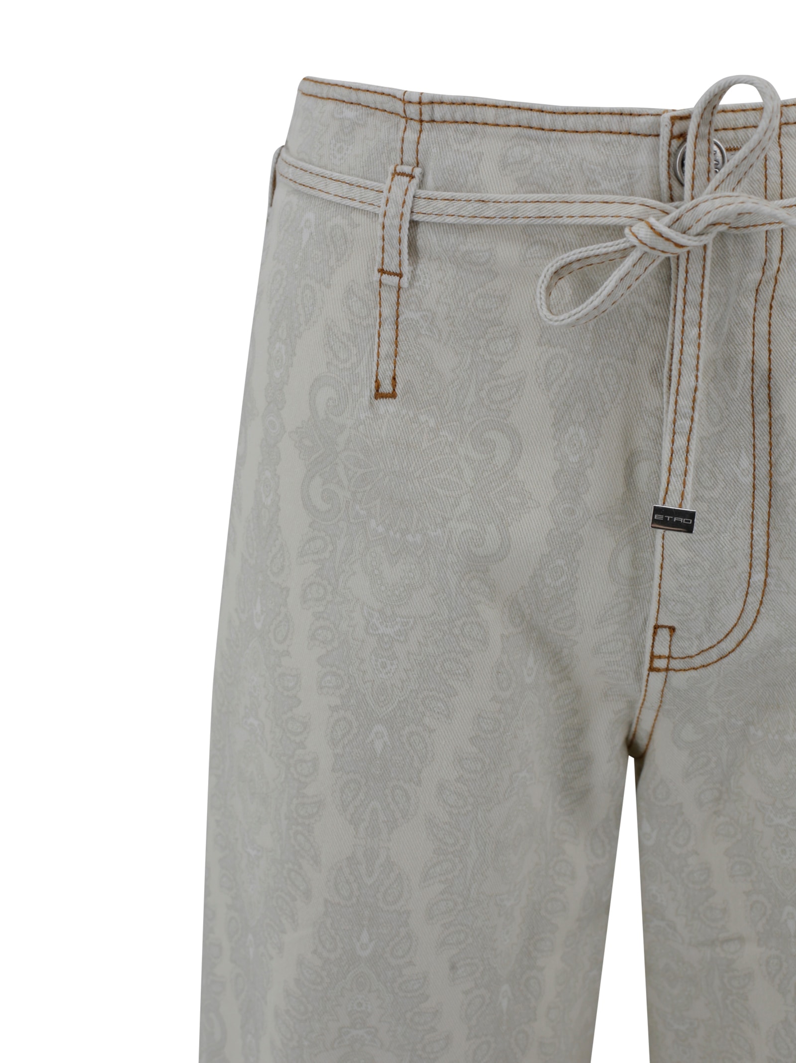 Etro Denim Culottes With Paisley Belt Medallion