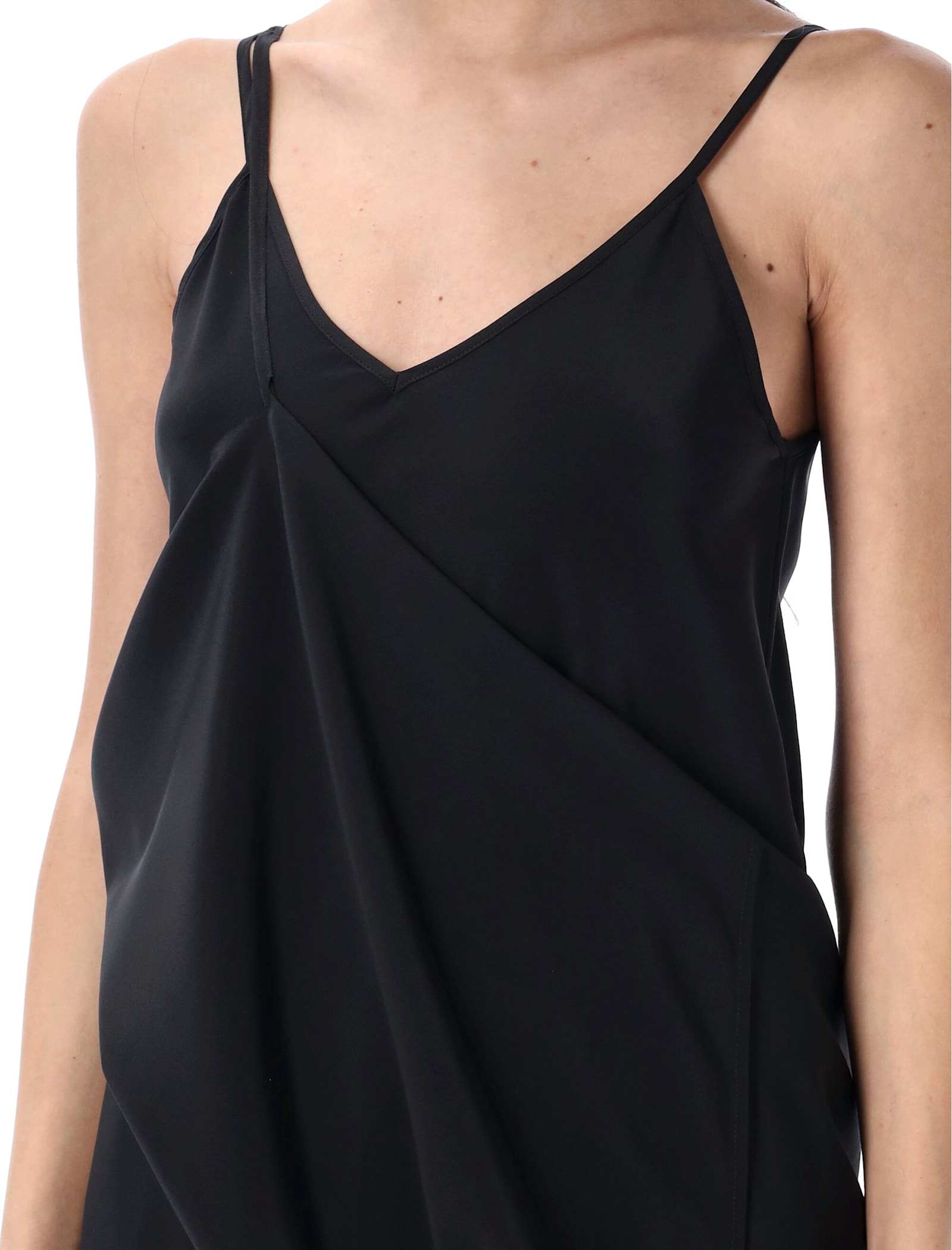 Mm6 Maison Margiela Mm6 By Maison Margiela Three Way Silk Dress With Deep V-neckline In Black