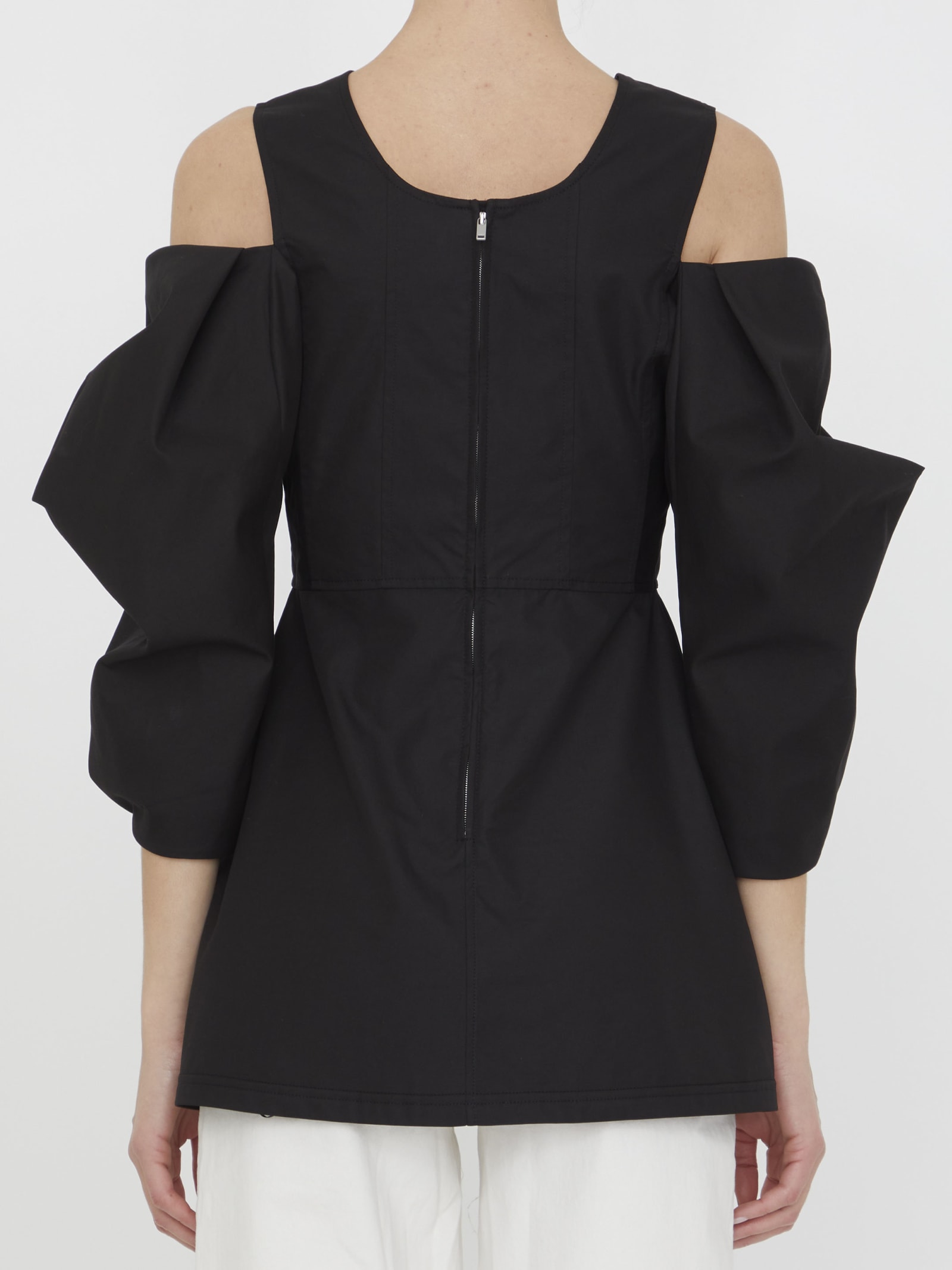 Shop Jil Sander Cut-out Cotton Top In Black