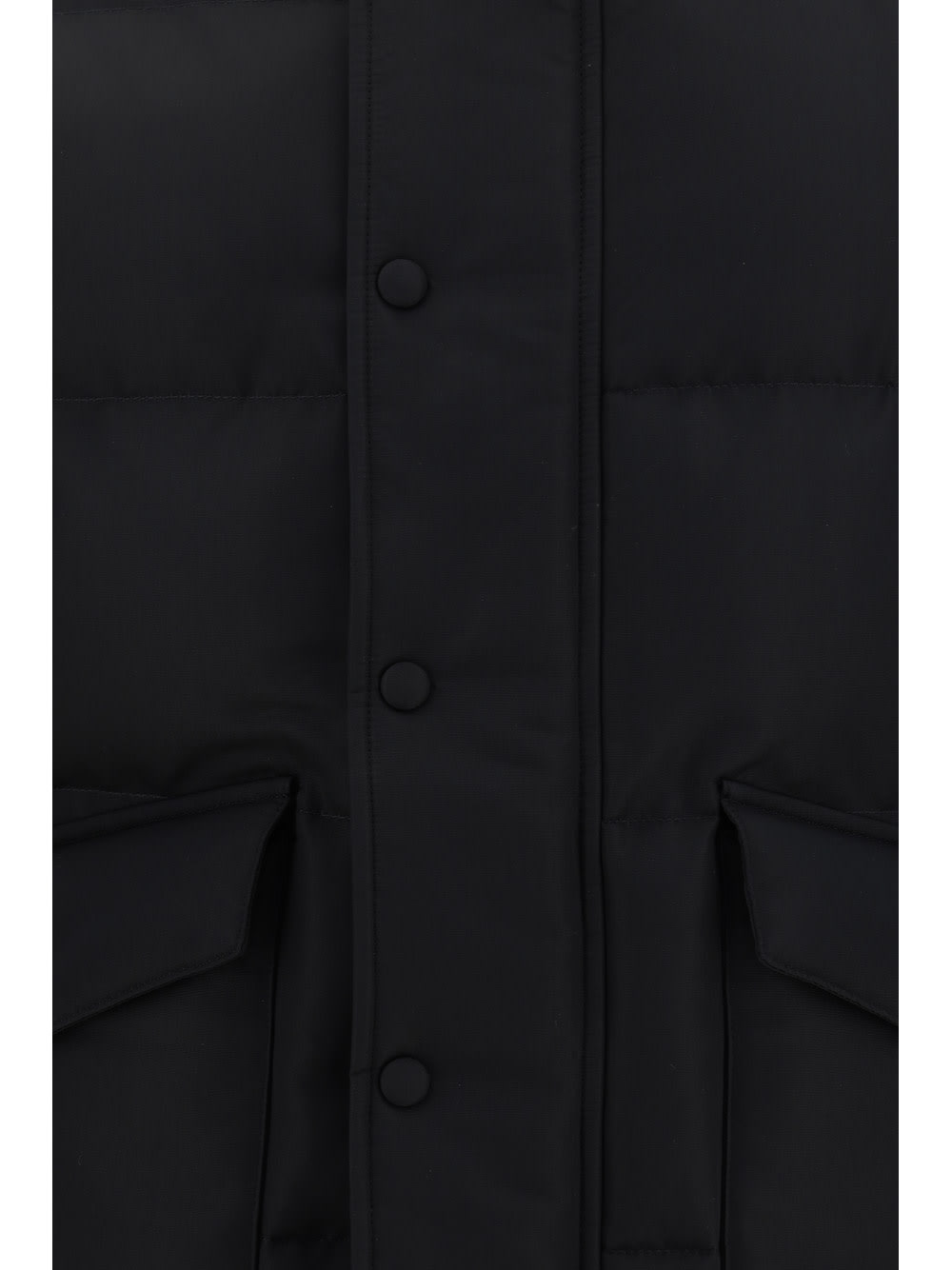 Alexander Mcqueen Men Padded And Quilted Nylon Sleeveless Jacket With Back Mcqueen Graffiti Print In Black